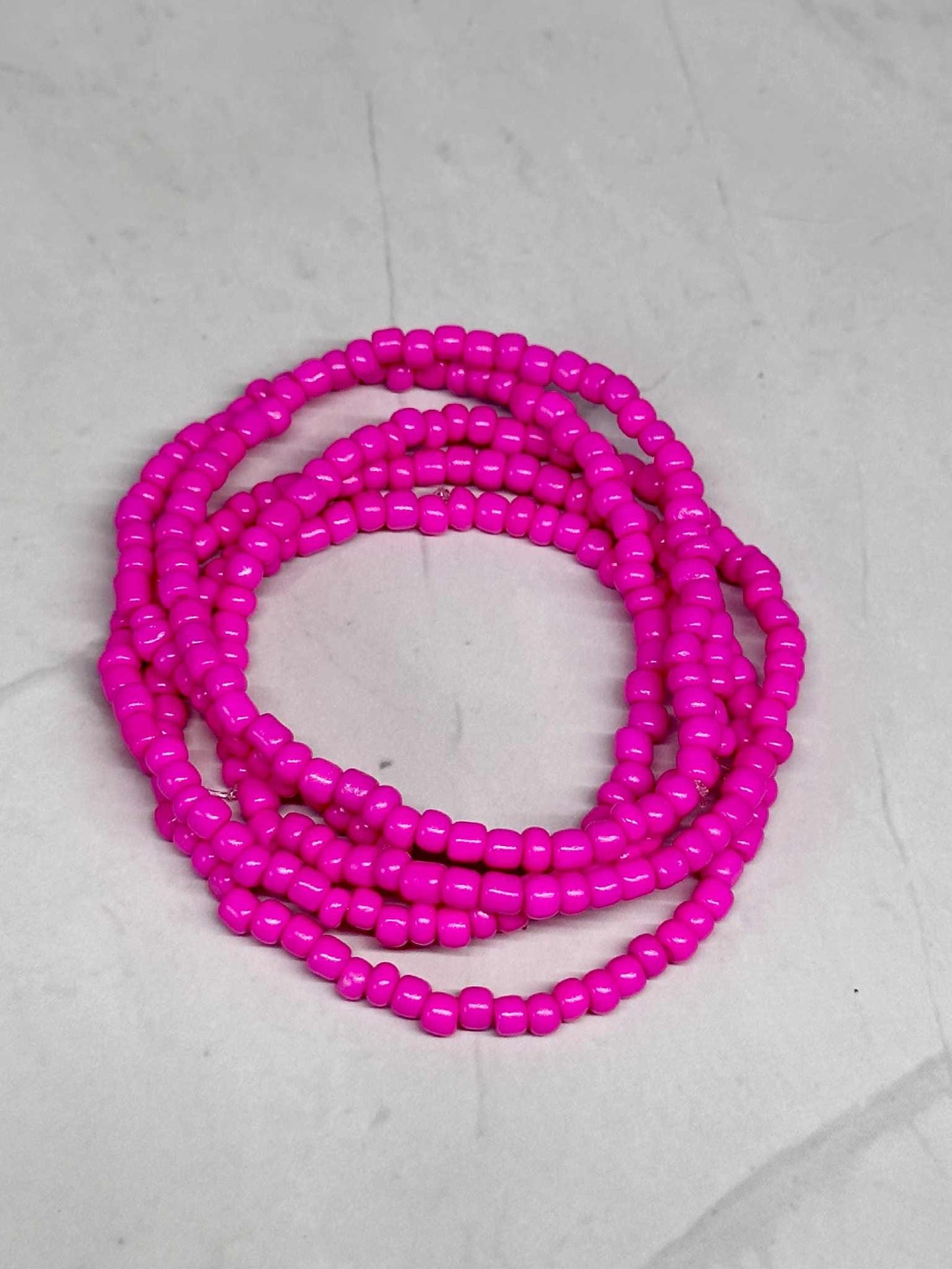Single Strand Neon Pink Seed Bead Stretch Bracelet