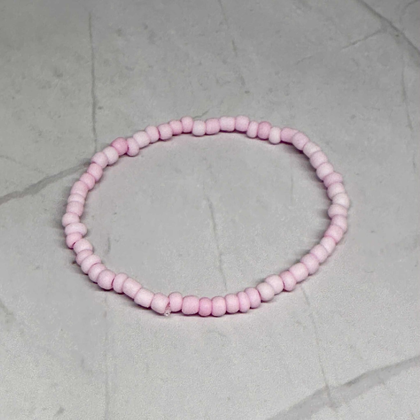 Single Strand Pink Matte Seed Bead Stretch Bracelet