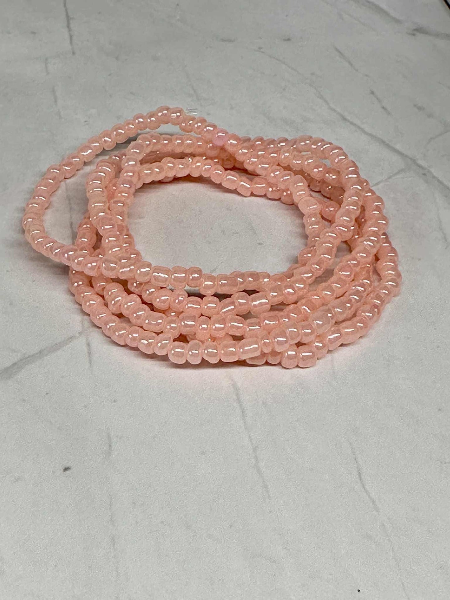 Single Strand Light Coral Seed Bead Stretch Bracelet
