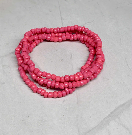 Single Strand Coral Seed Bead Stretch Bracelet