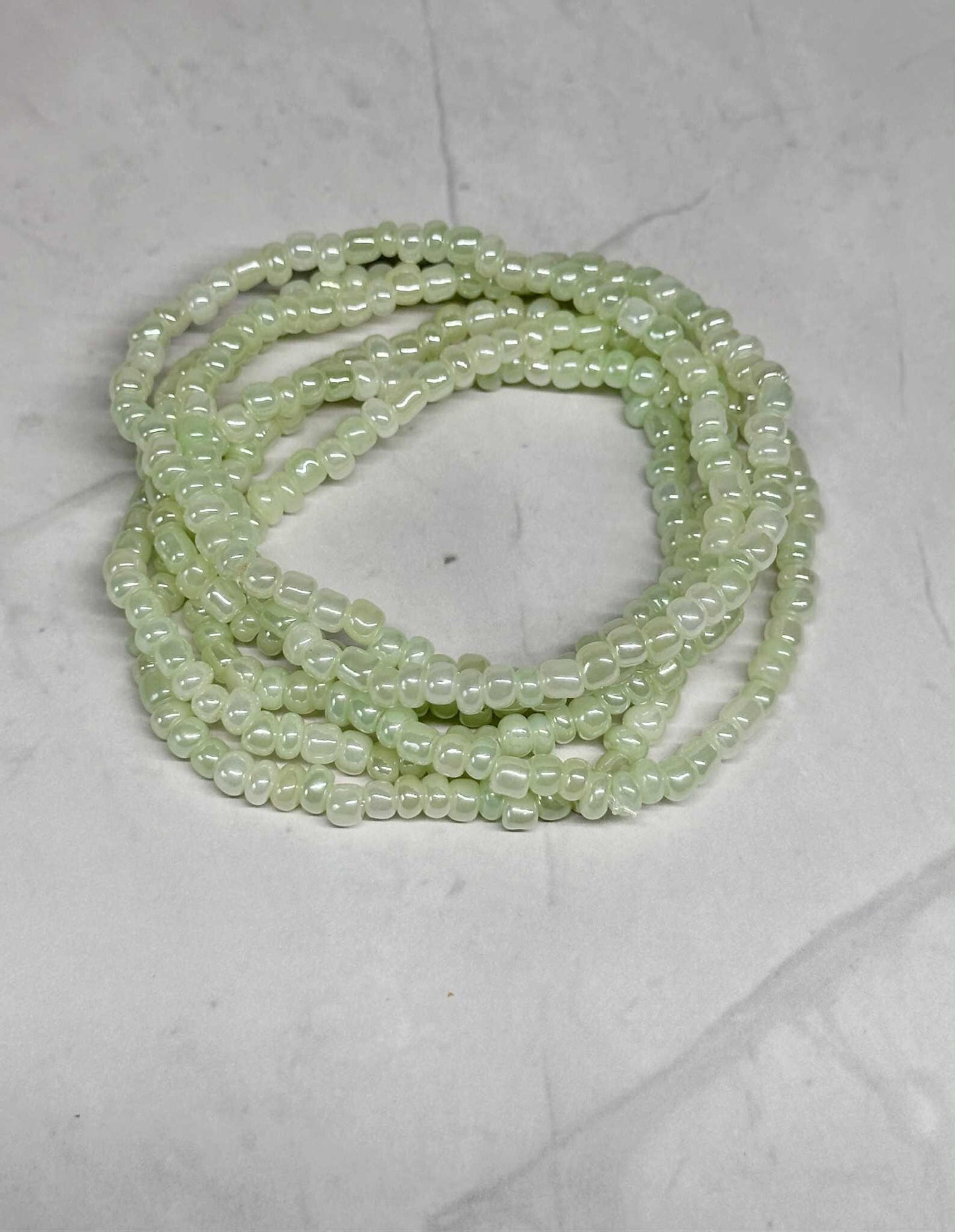 Single Strand Light Green Seed Bead Stretch Bracelet