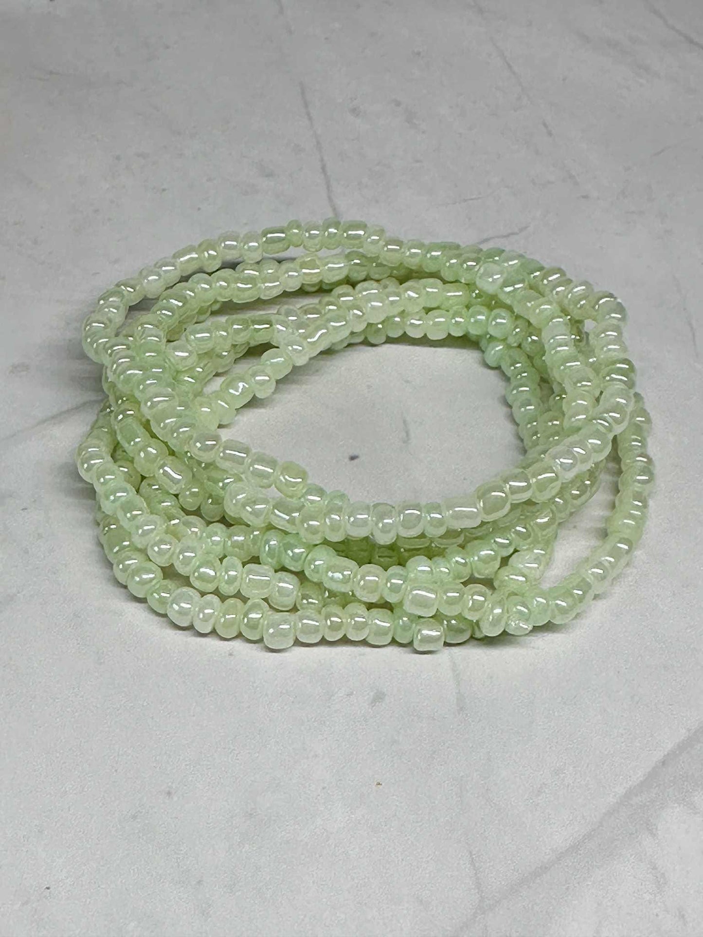 Single Strand Light Green Seed Bead Stretch Bracelet