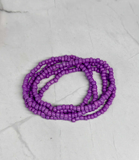 Single Strand Violet Seed Bead Stretch Bracelet