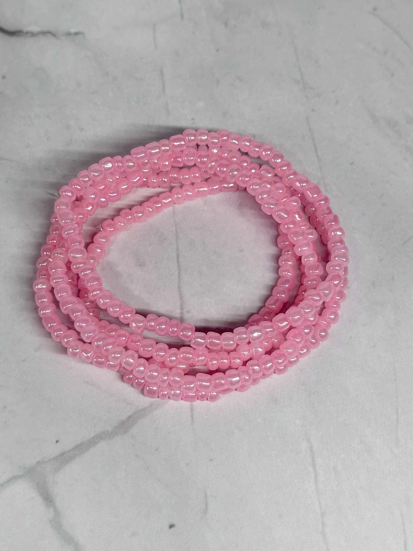 Single Strand Pink Seed Bead Stretch Bracelet