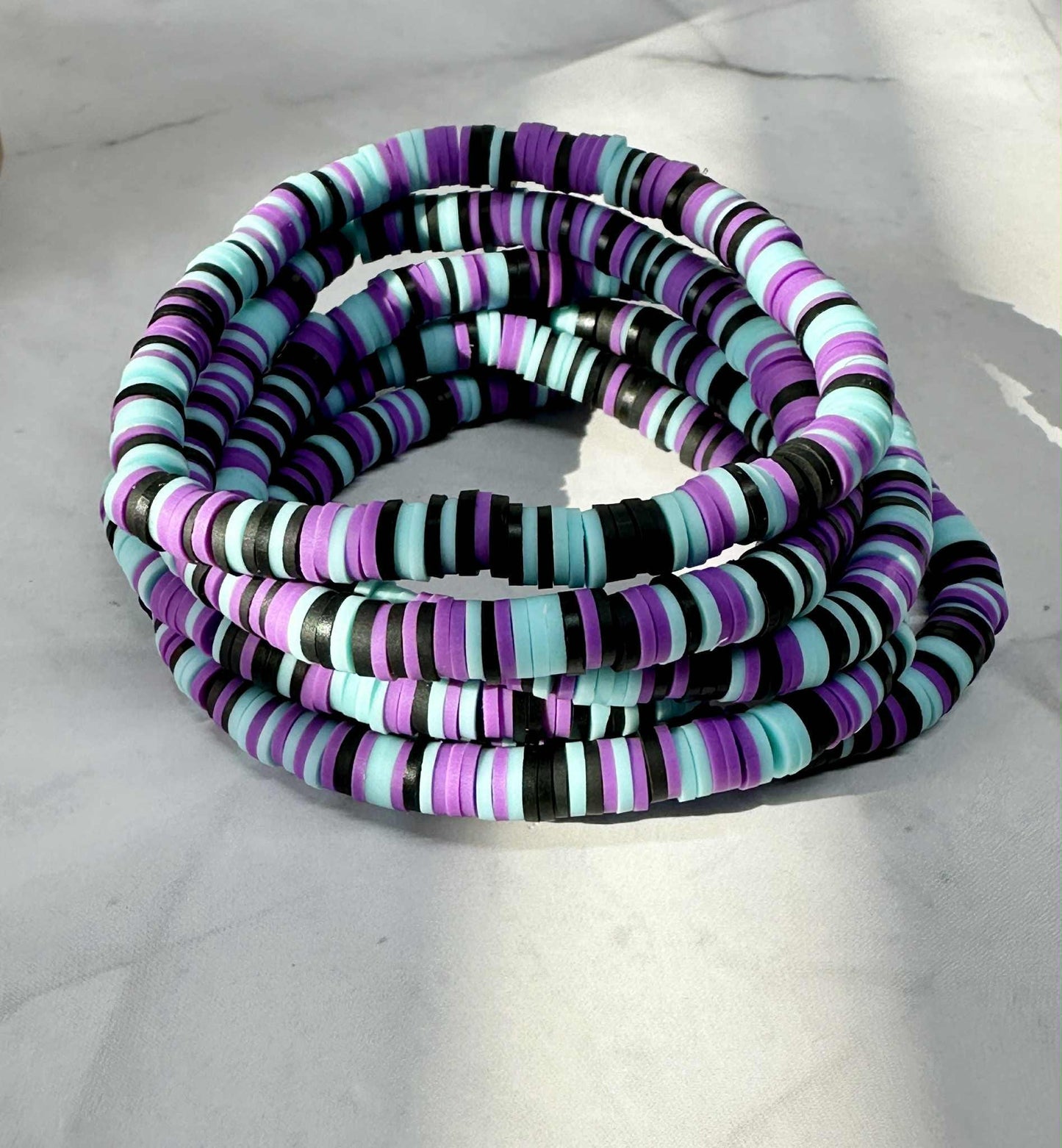 Single Strand Midnight Aurora Clay Stretch Bracelet