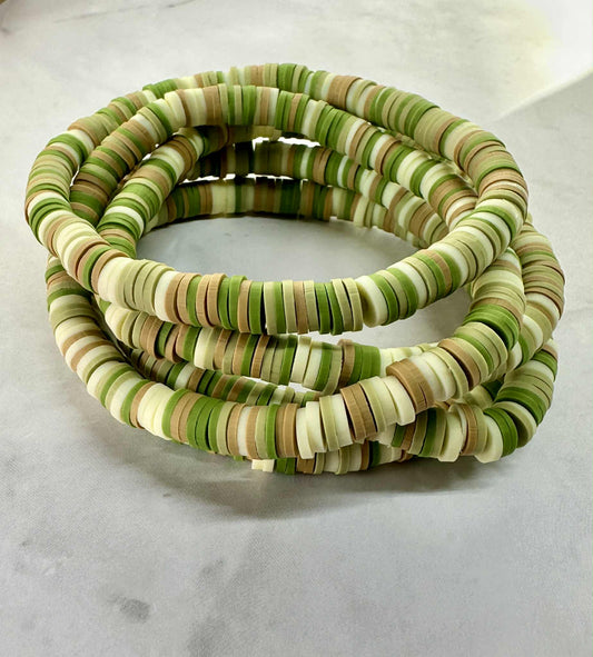 Single Strand Drifted Moss Clay Stretch Bracelet