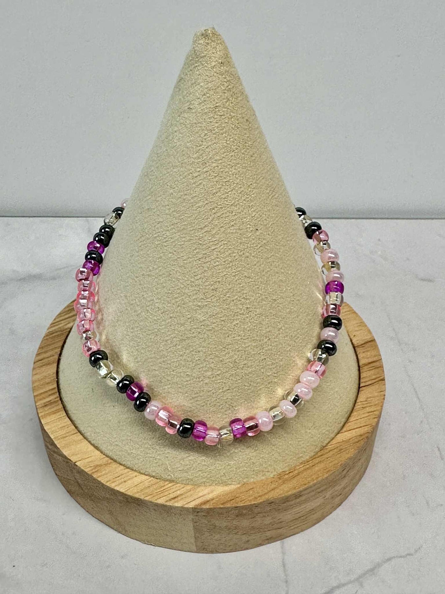 Pink Mix Seed Bead Stretch Bracelet