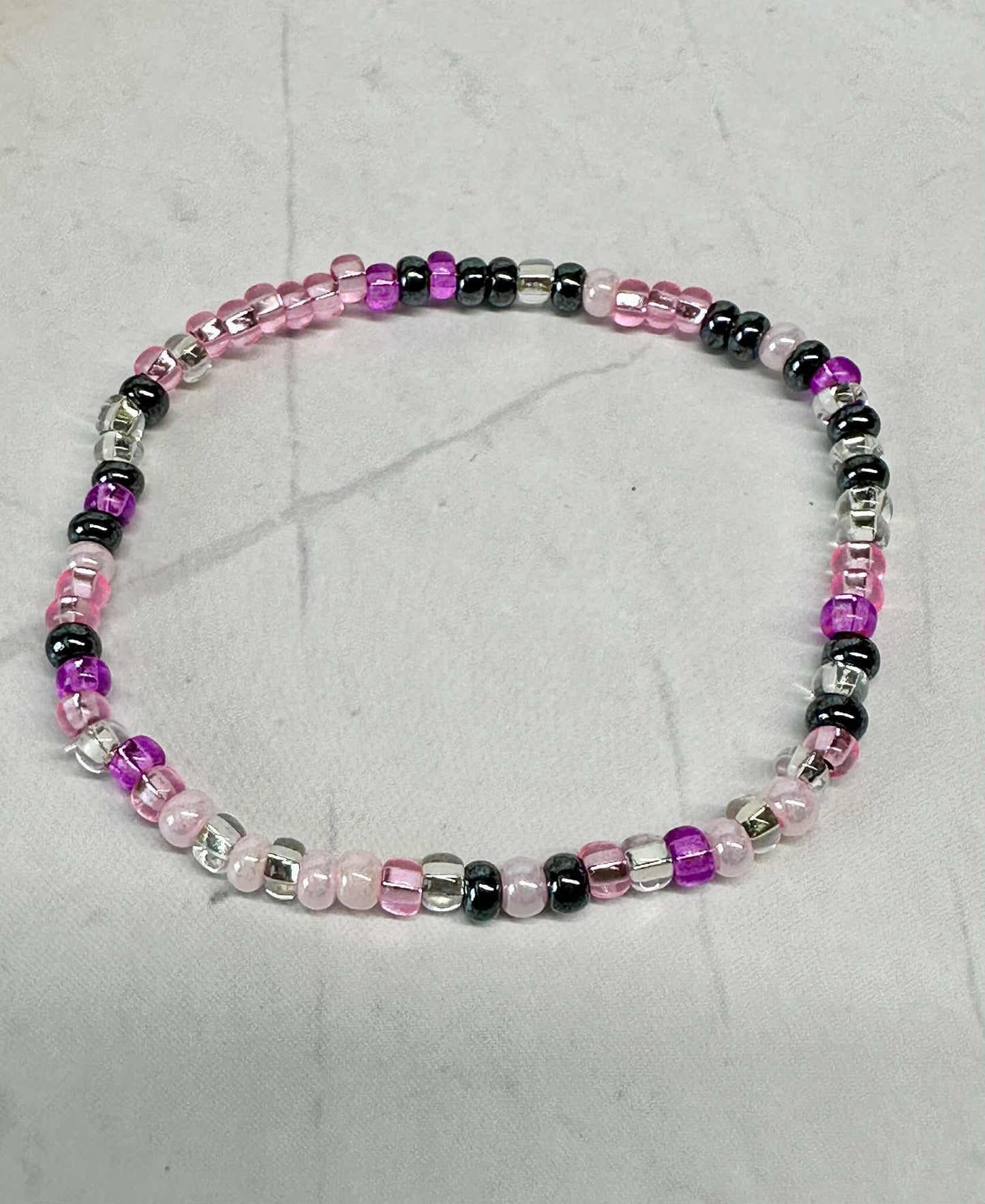 Pink Mix Seed Bead Stretch Bracelet