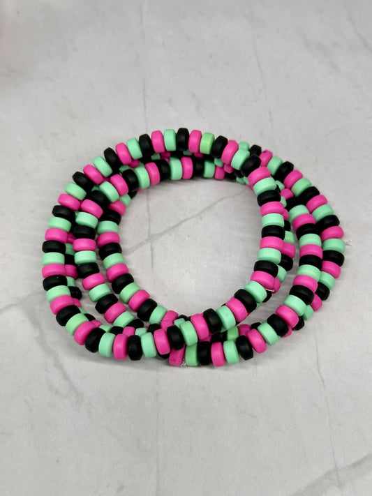 Single Strand Chunky Clay Beaded Stretch Bracelet