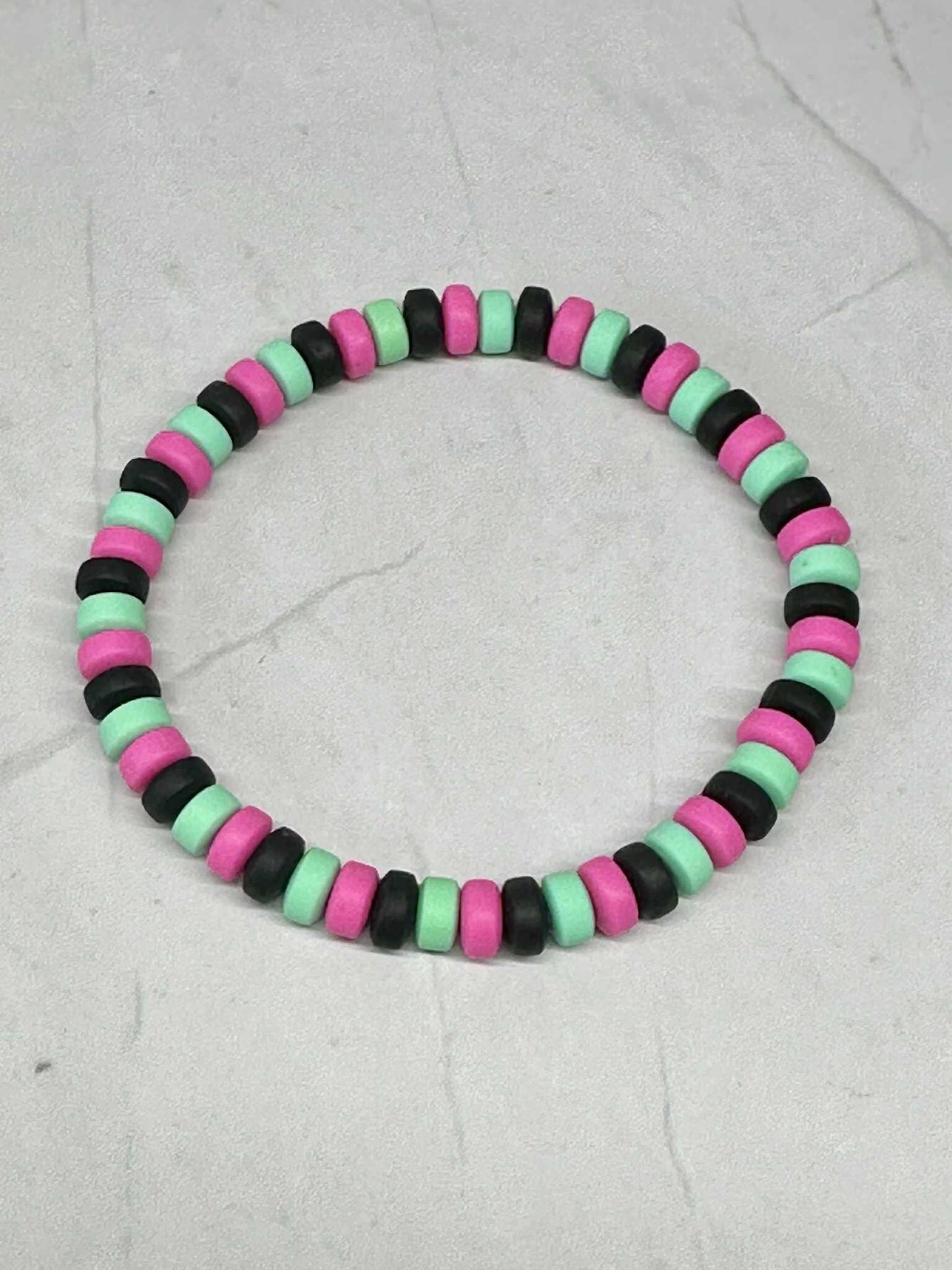 Single Strand Chunky Clay Beaded Stretch Bracelet