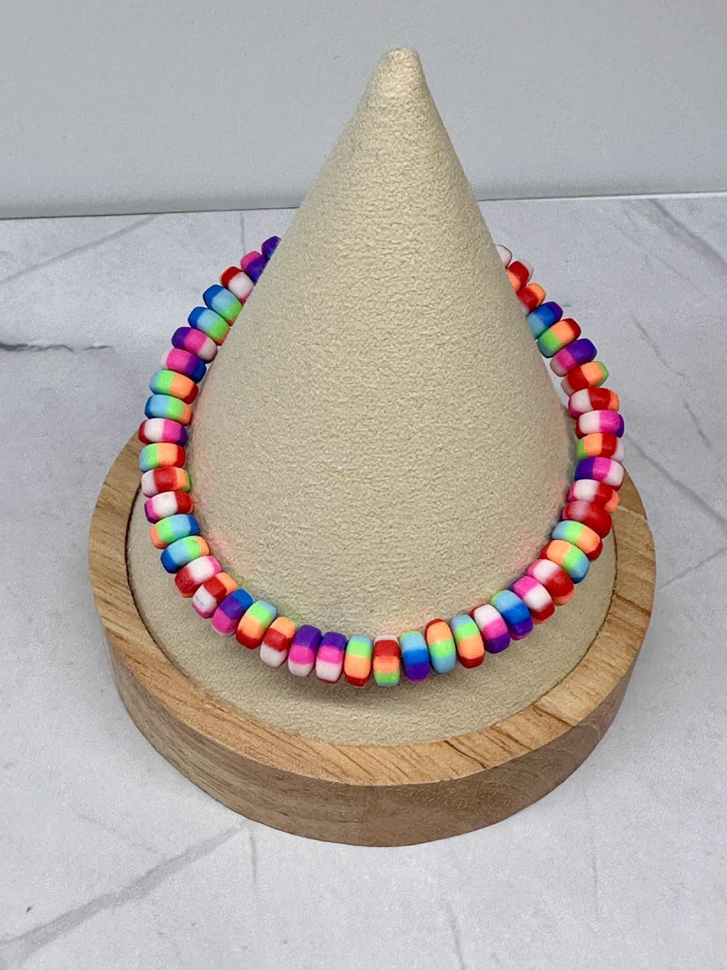 Single Strand Chunky Clay Beaded Stretch Bracelet