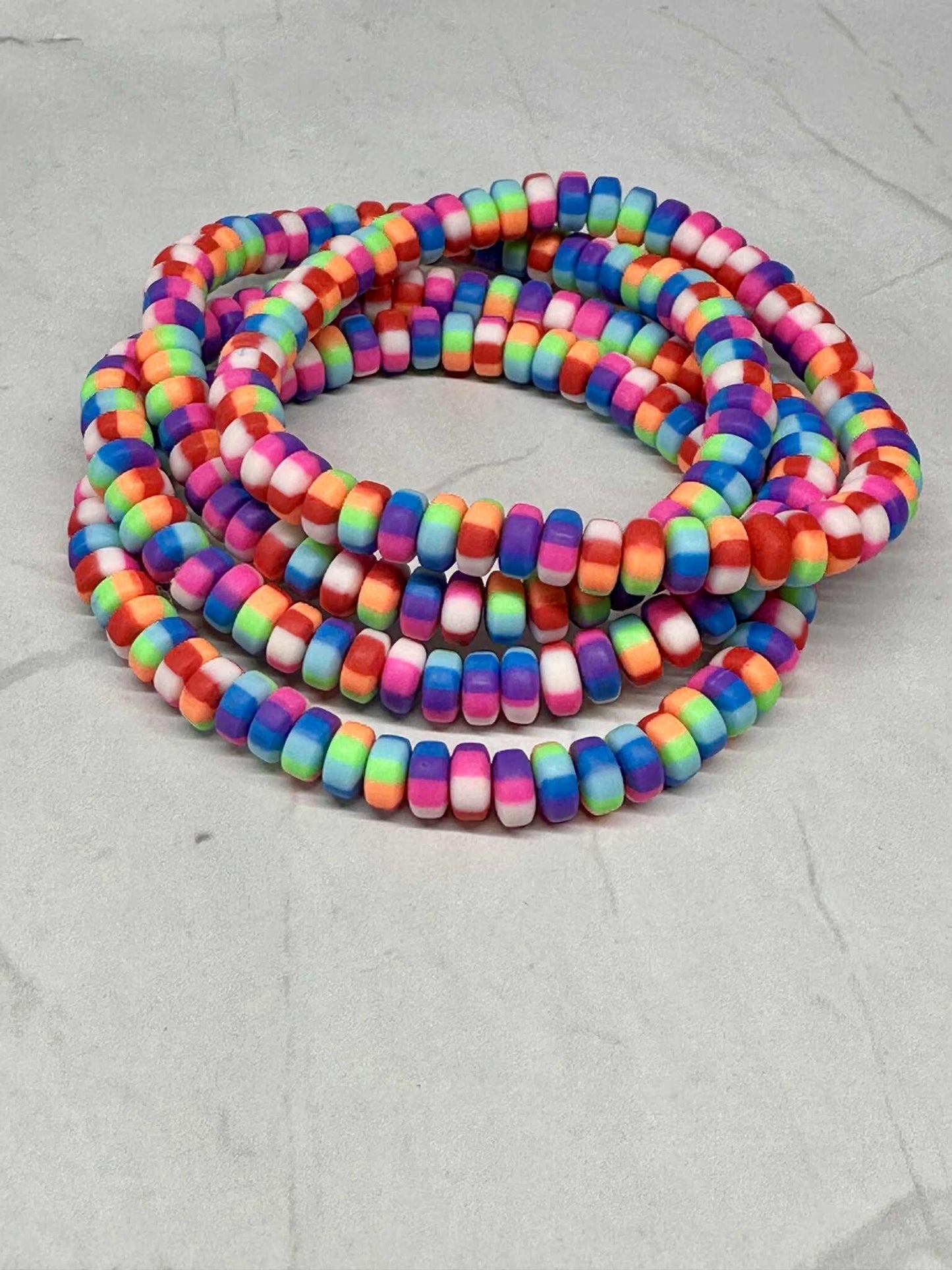 Single Strand Chunky Clay Beaded Stretch Bracelet