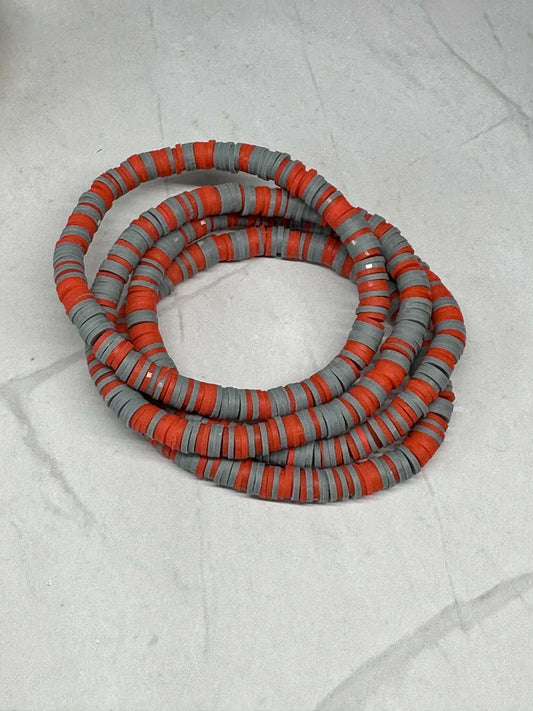 Single Strand Iron Flame Clay Stretch Bracelet