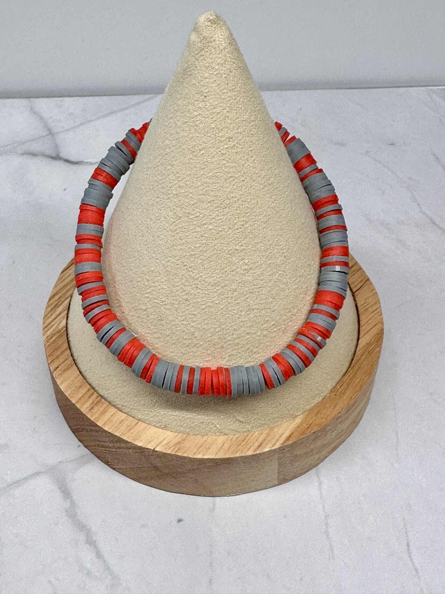 Single Strand Iron Flame Clay Stretch Bracelet