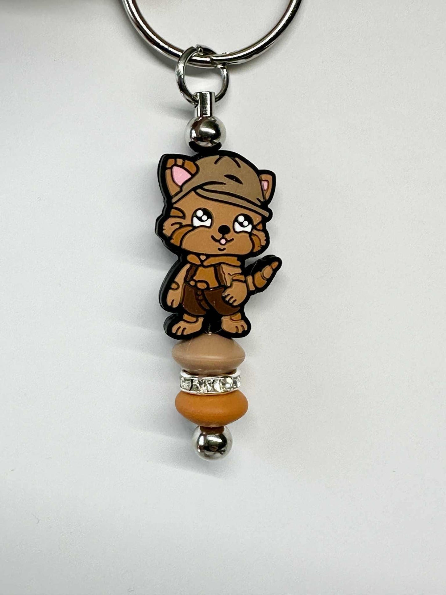 Cute Cat Silicone Keychains, Silicone Bead Keychain, Zipper Pull