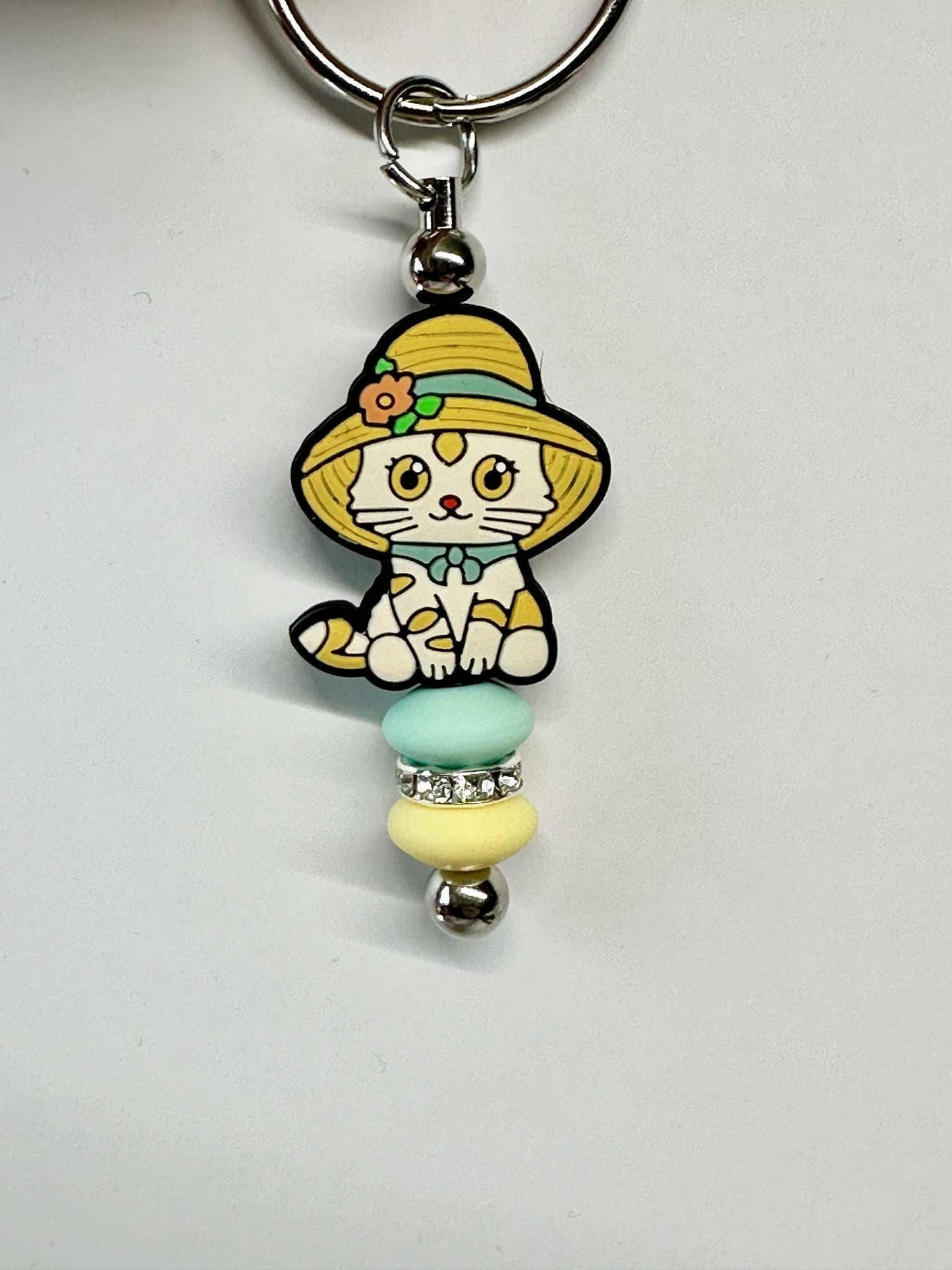 Cute Cat Silicone Keychains, Silicone Bead Keychain, Zipper Pull