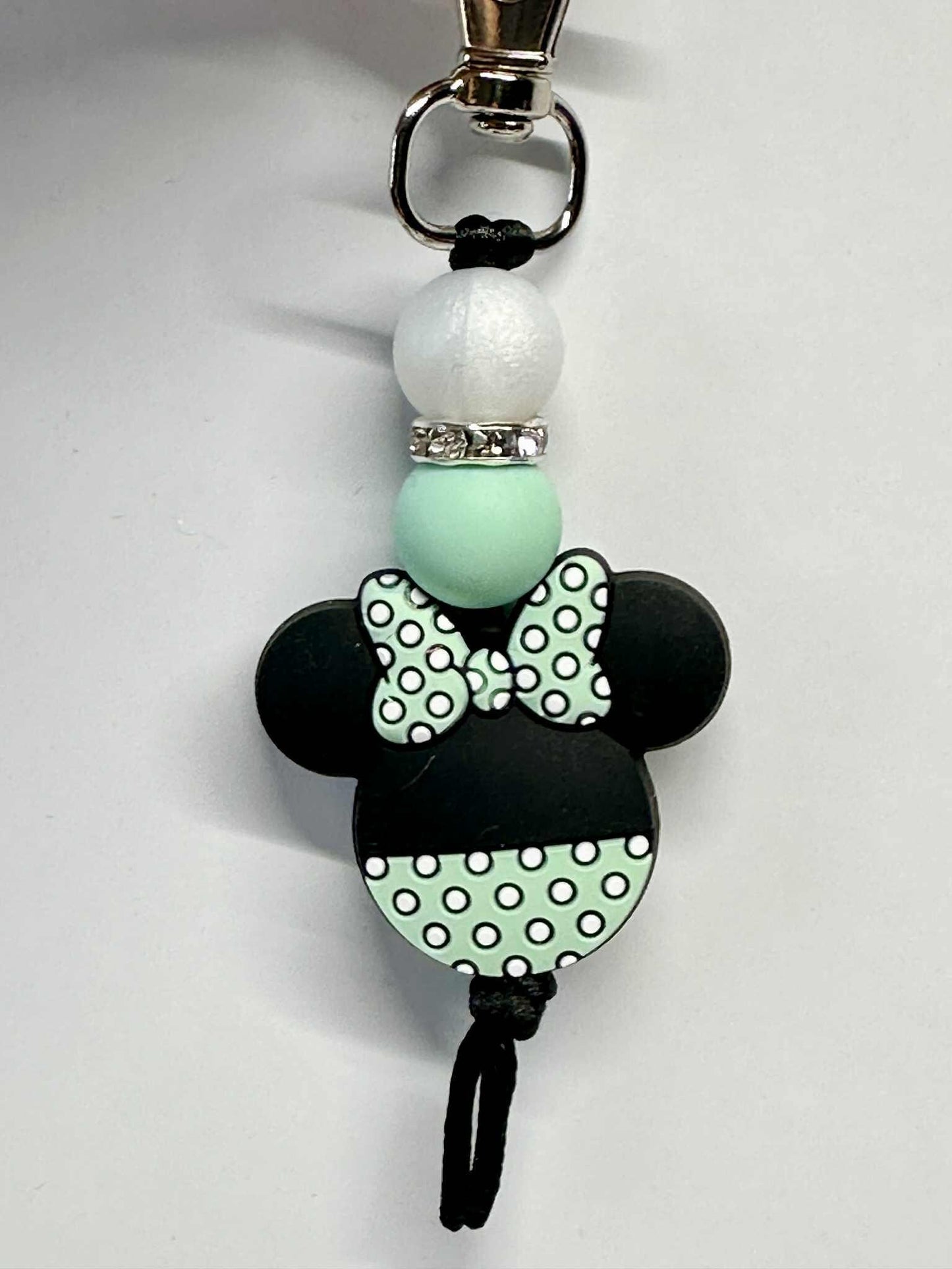 Polka Dot Bow Silicone Bead Keychain, Purse Charm, Silicone Bead Keychain, Zipper Pull