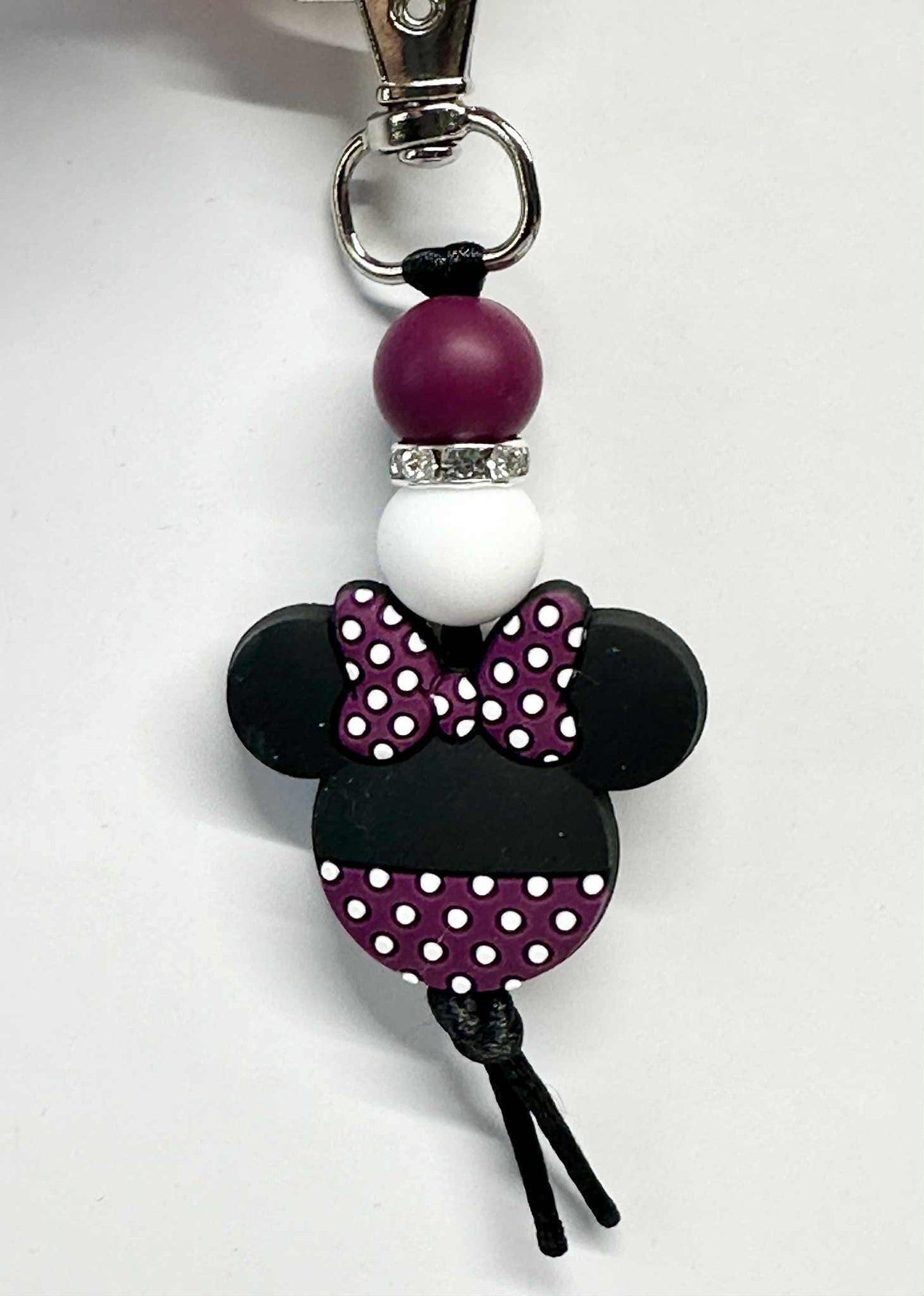 Polka Dot Bow Silicone Bead Keychain, Purse Charm, Silicone Bead Keychain, Zipper Pull