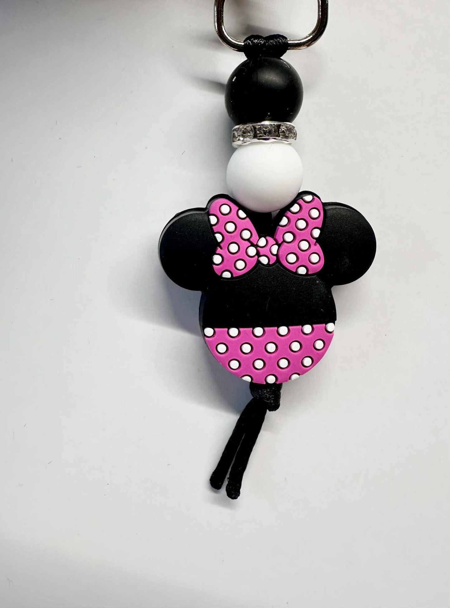Polka Dot Bow Silicone Bead Keychain, Purse Charm, Silicone Bead Keychain, Zipper Pull