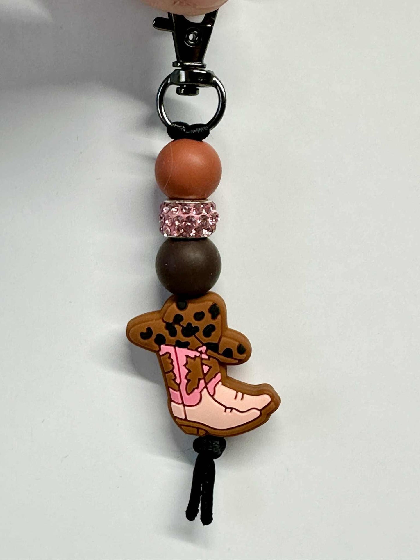 Cowboy Boots Keychains, Silicone Bead Keychain, Zipper Pull