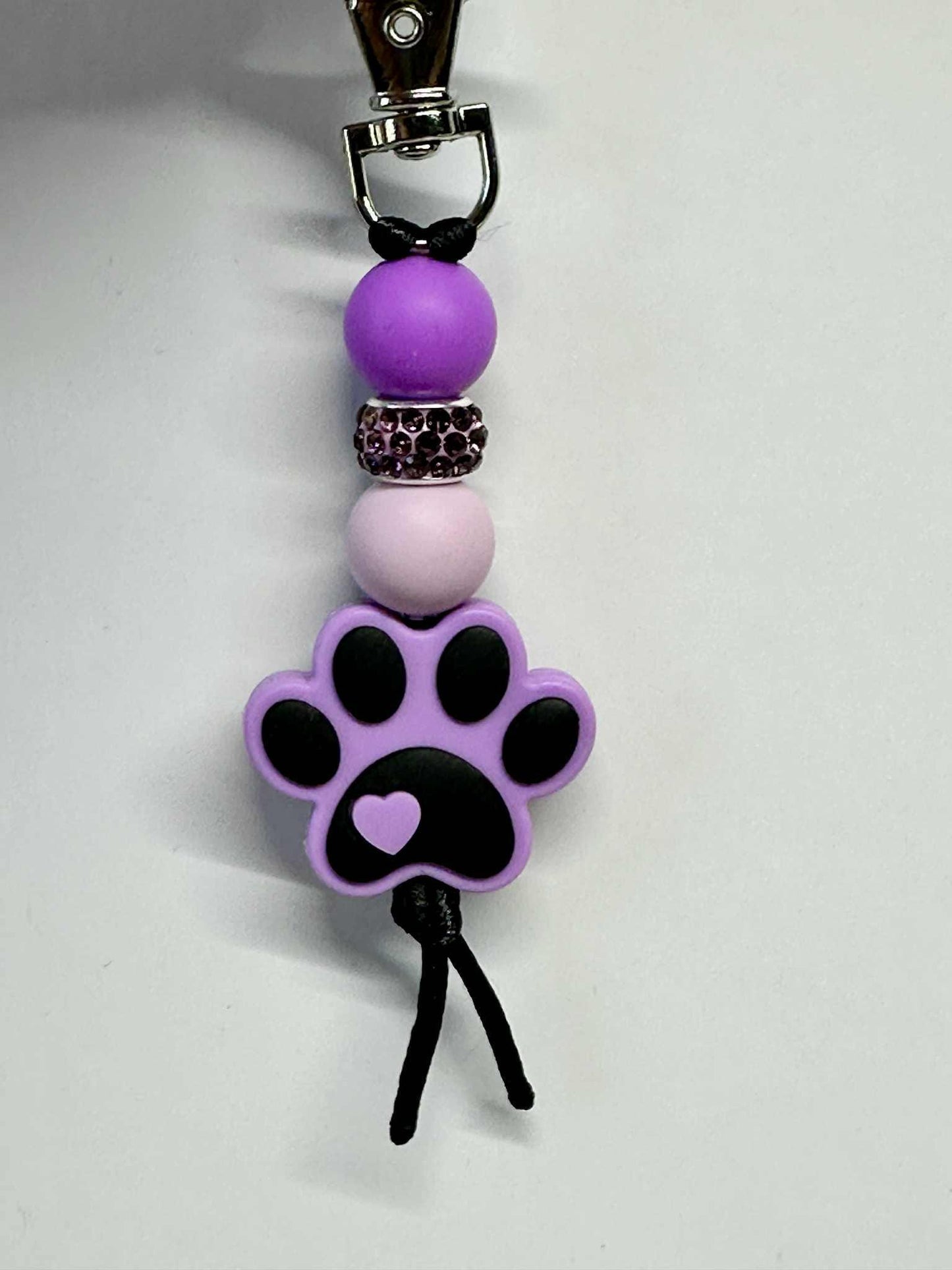 Dog Paw Keychain, Silicone Bead Keychain, Zipper Pull