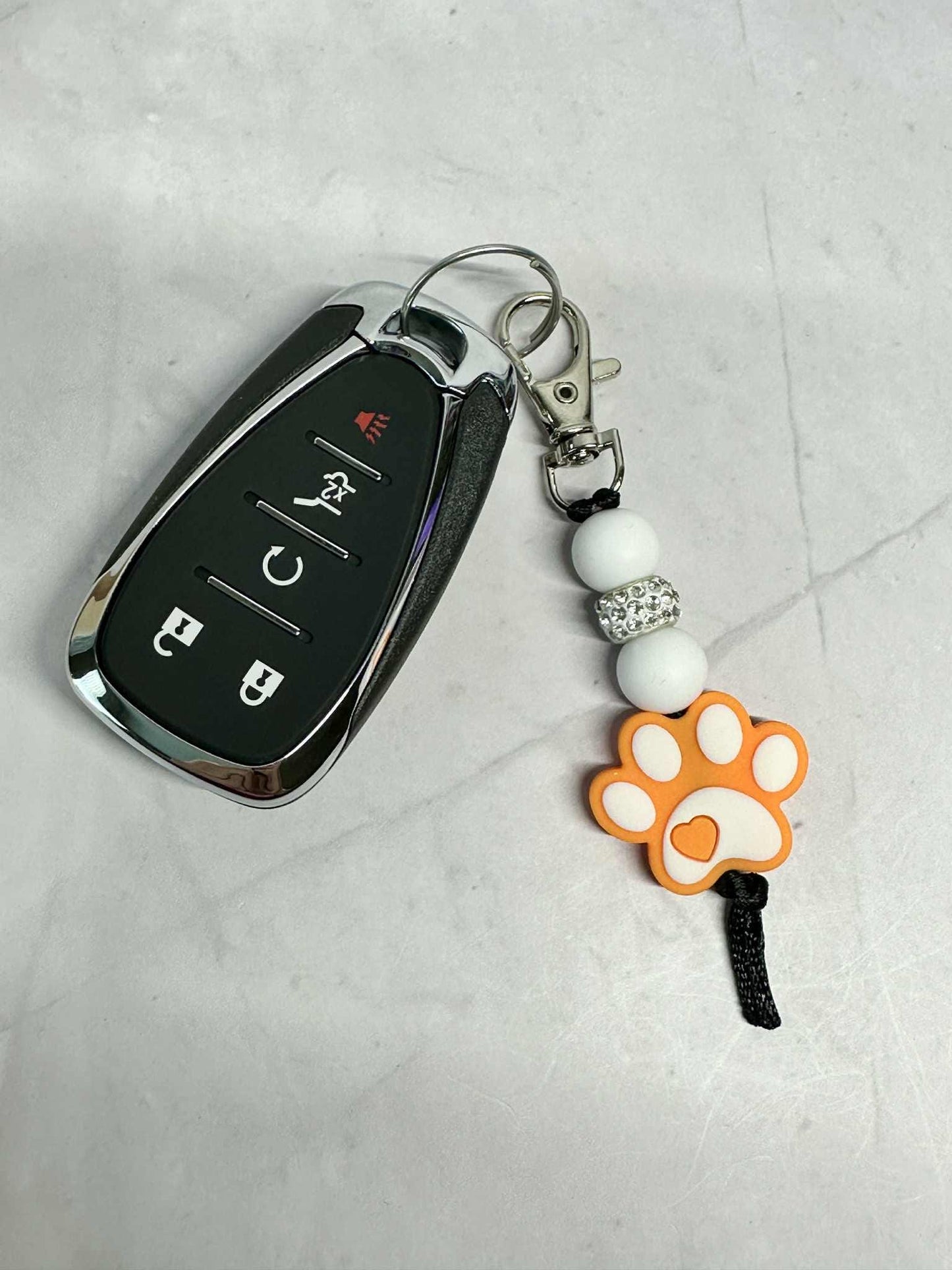 Dog Paw Keychain, Silicone Bead Keychain, Zipper Pull