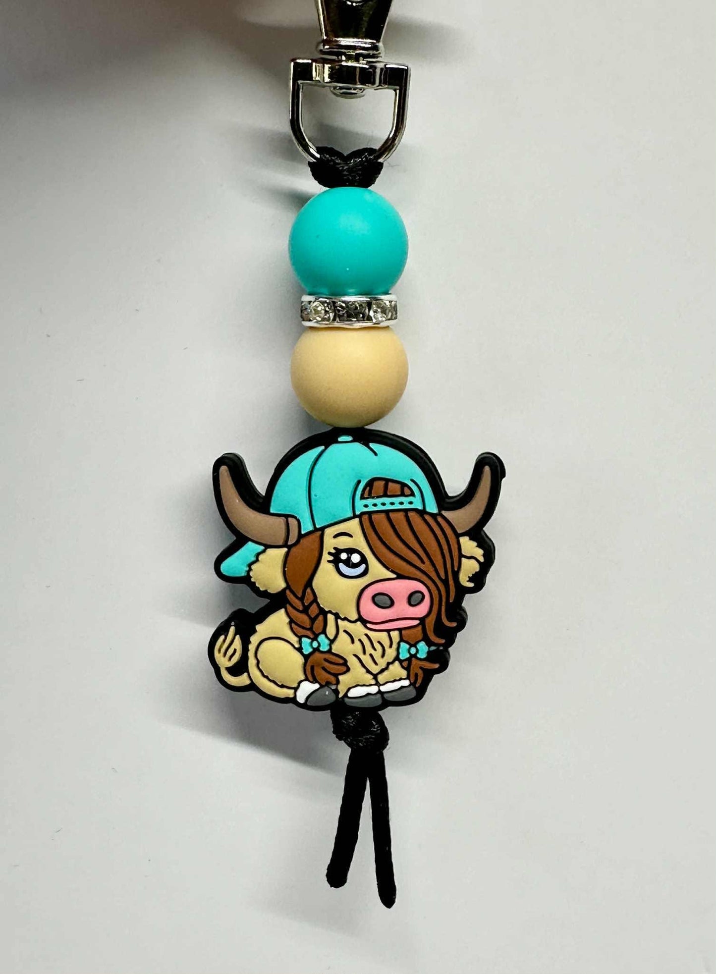 Highland Cow Keychains, Silicone Bead Keychain, Zipper Pull
