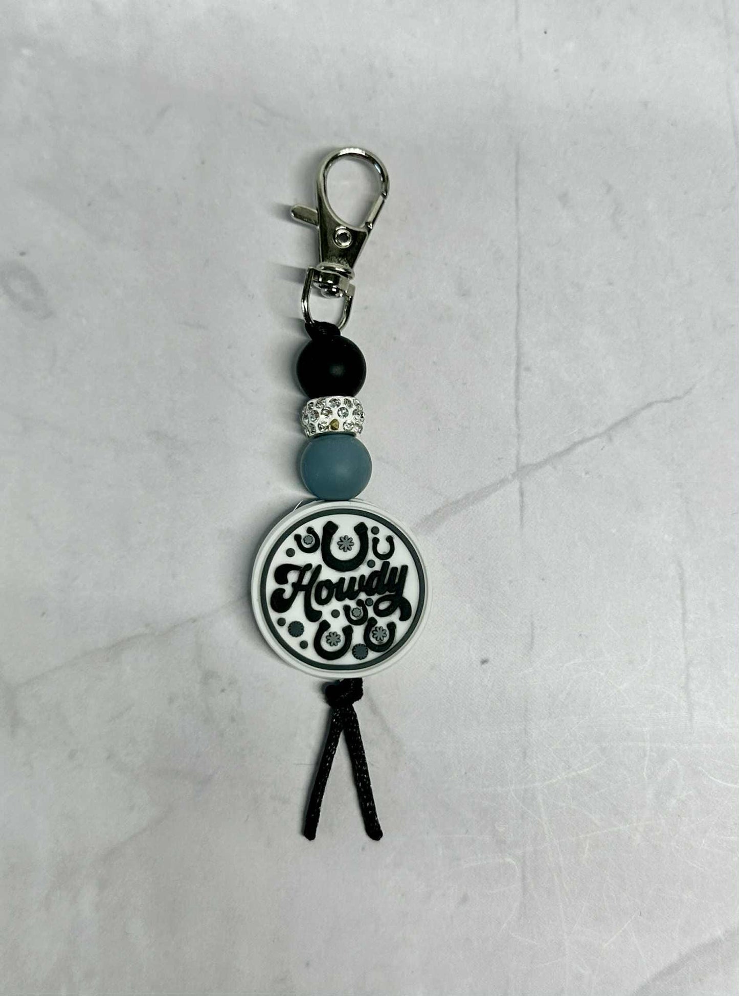 Howdy Keychain, Silicone Bead Keychain, Zipper Pull