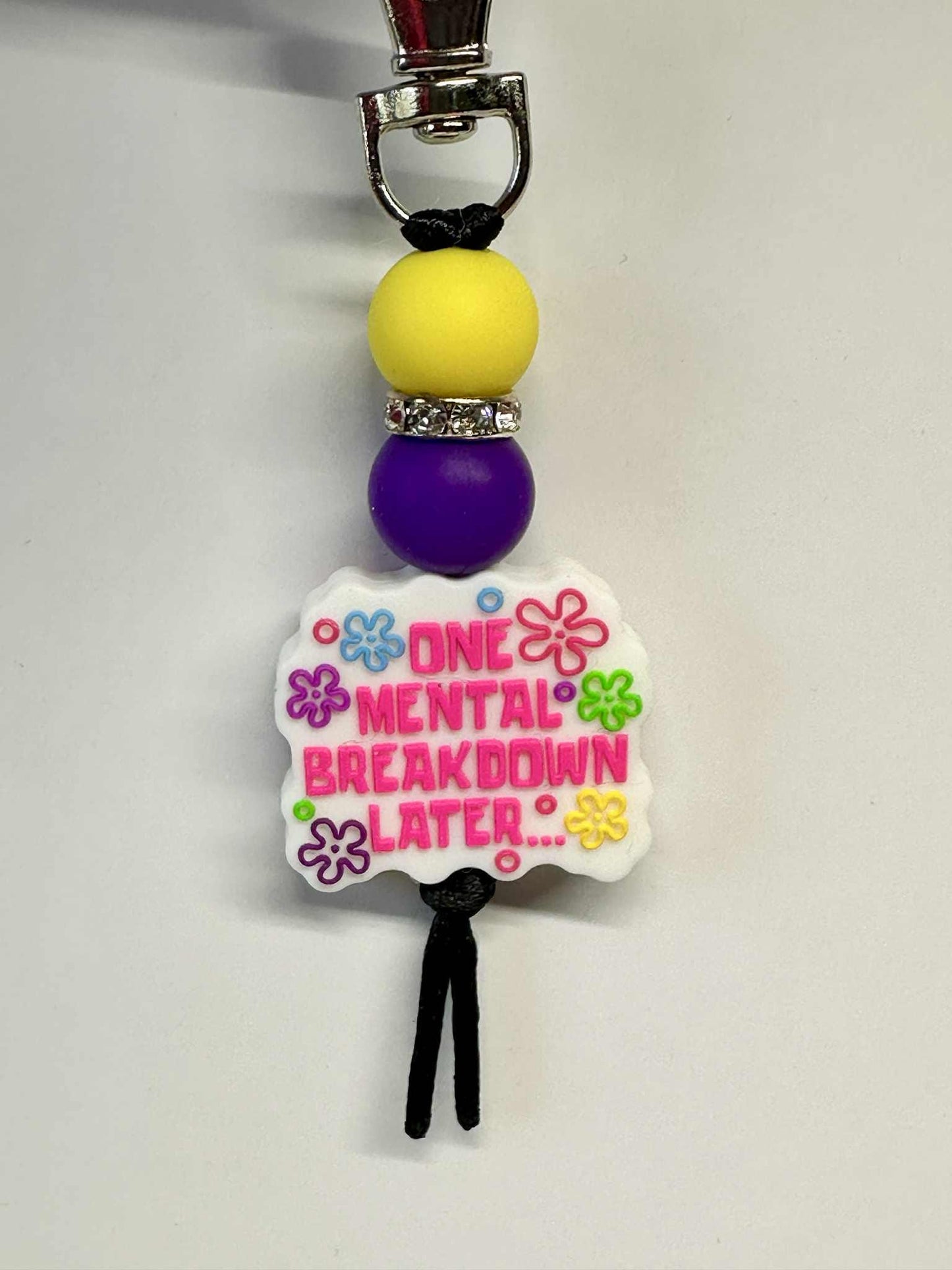 Mental Breakdown Keychain, Silicone Bead Keychain, Zipper Pull