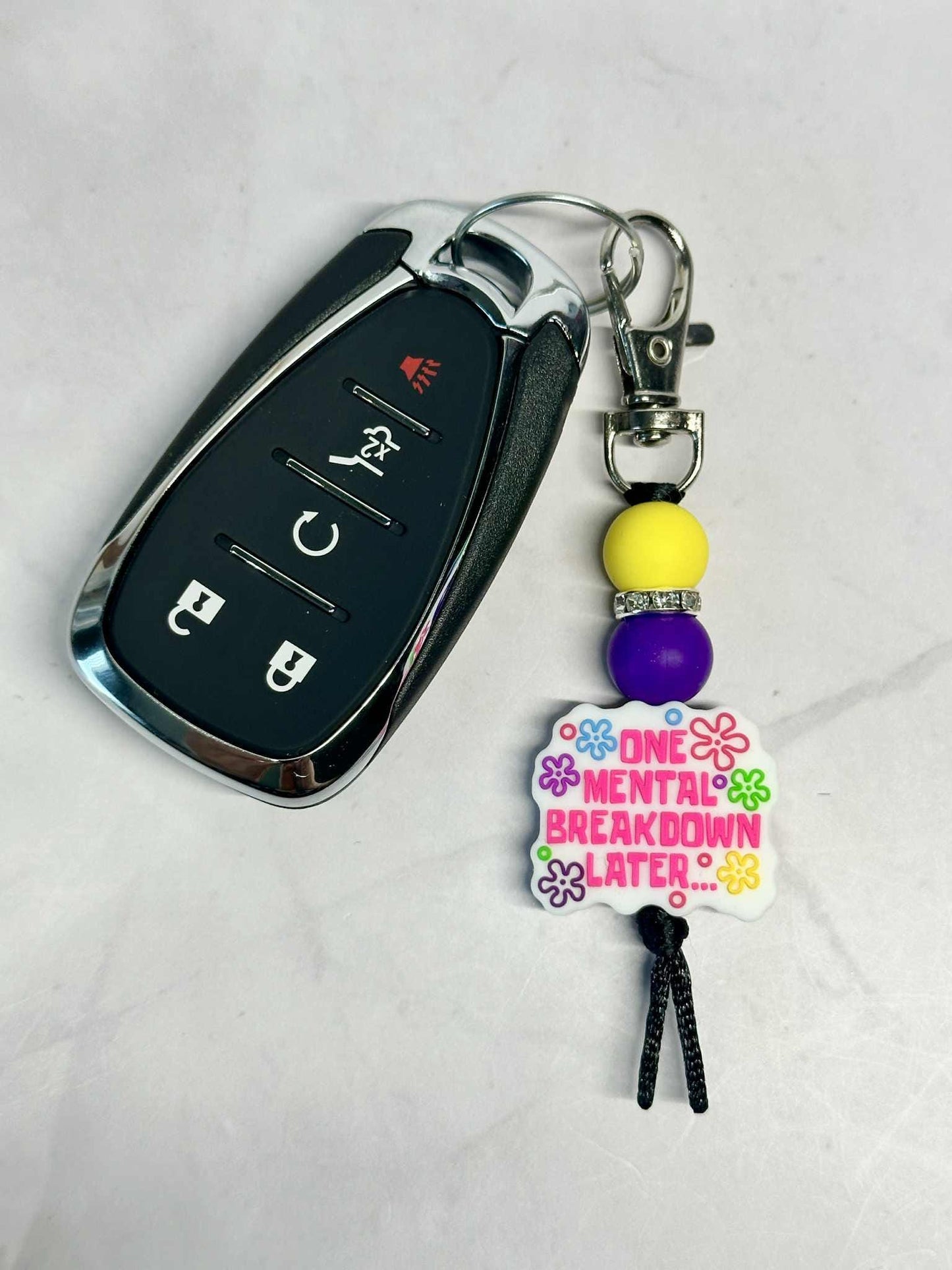 Mental Breakdown Keychain, Silicone Bead Keychain, Zipper Pull