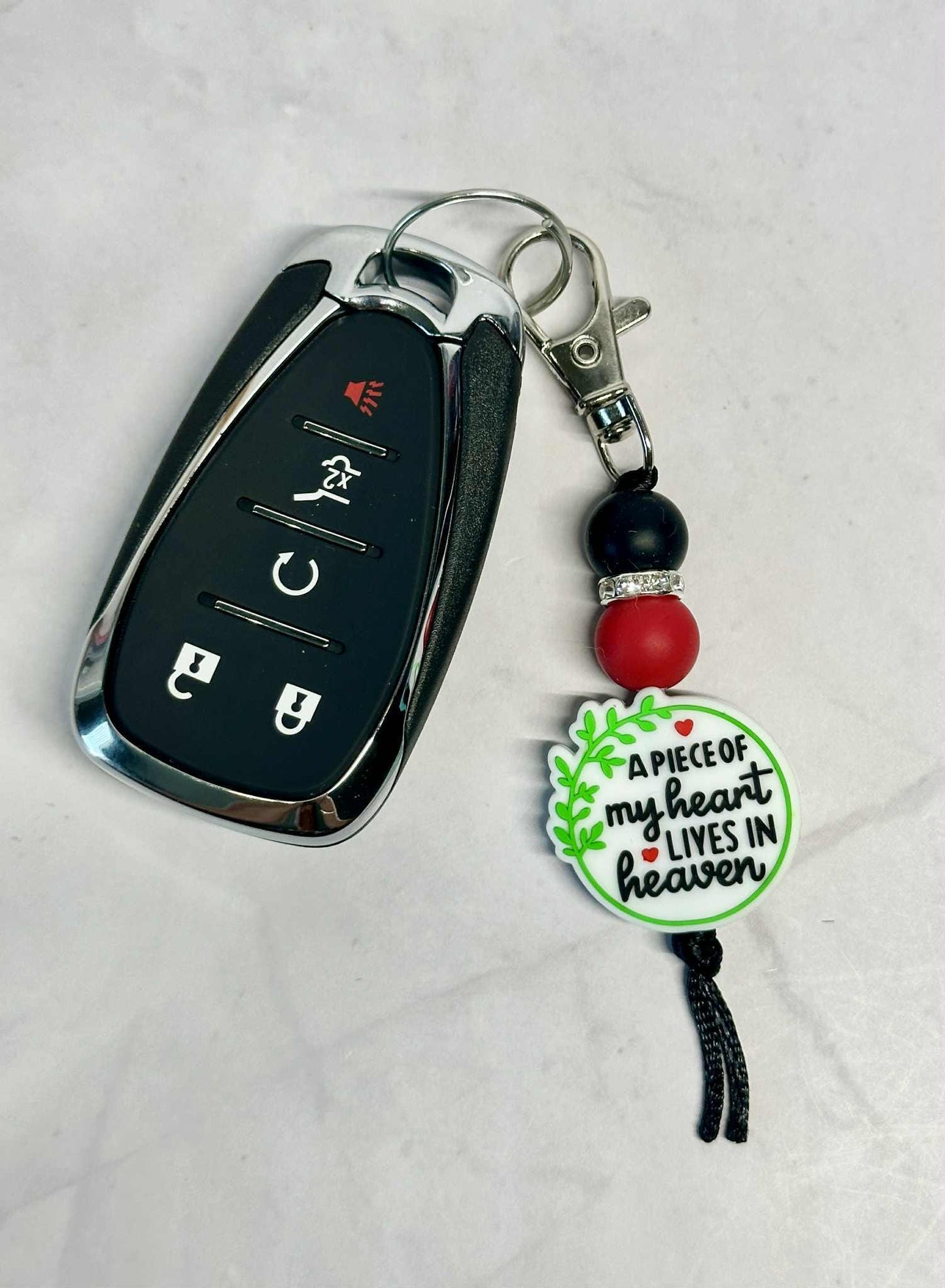 Piece Of My Heart Lives In Heaven Keychain, Silicone Bead Keychain, Zipper Pull