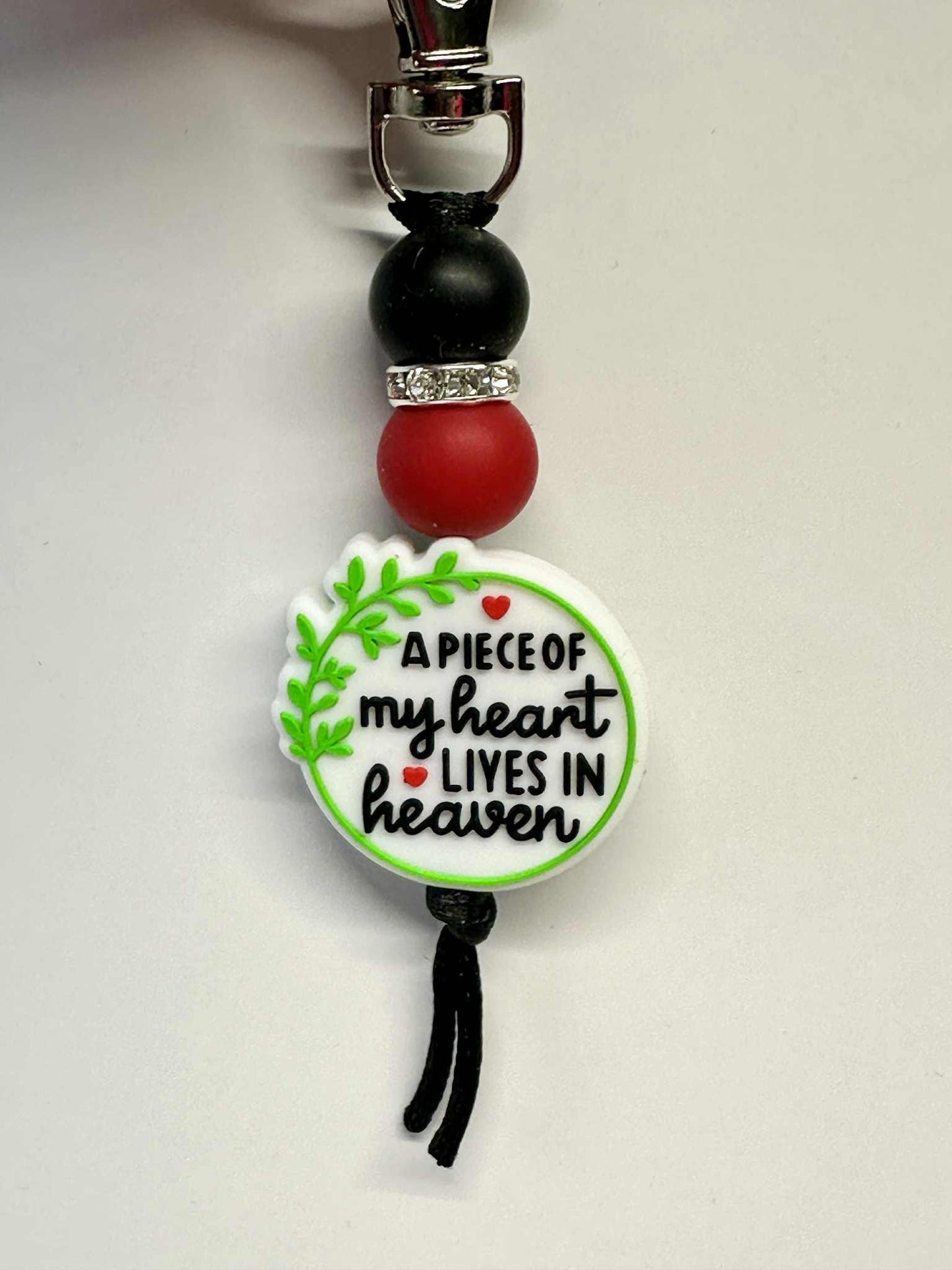 Piece Of My Heart Lives In Heaven Keychain, Silicone Bead Keychain, Zipper Pull