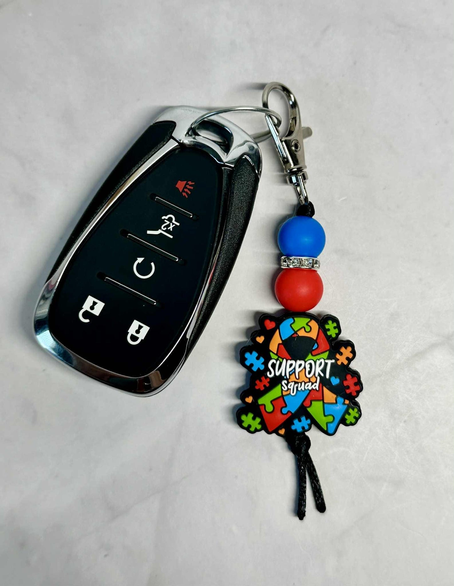 Autism Support Squad Keychain, Silicone Bead Keychain, Zipper Pull