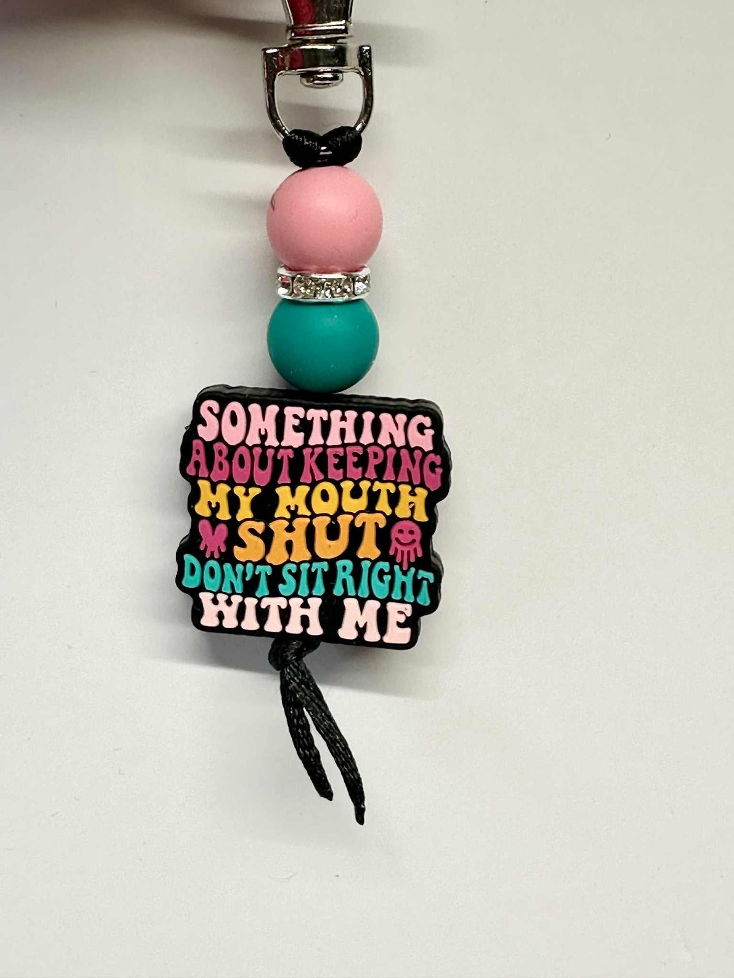 Keeping My Mouth Shut Keychain, Silicone Bead Keychain, Zipper Pull