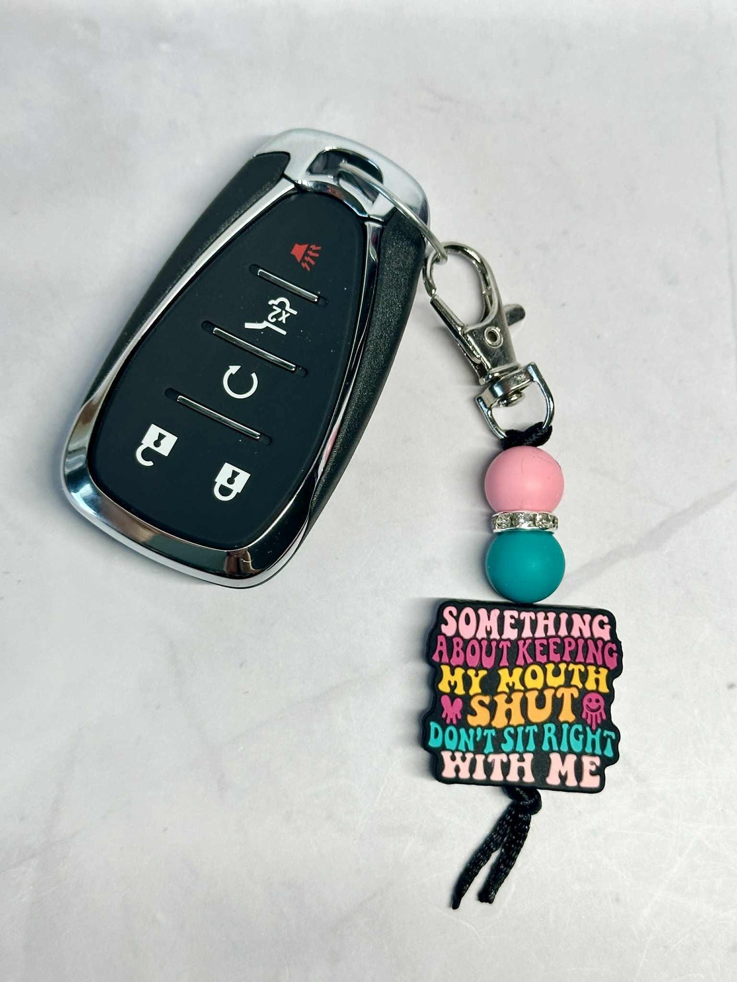 Keeping My Mouth Shut Keychain, Silicone Bead Keychain, Zipper Pull