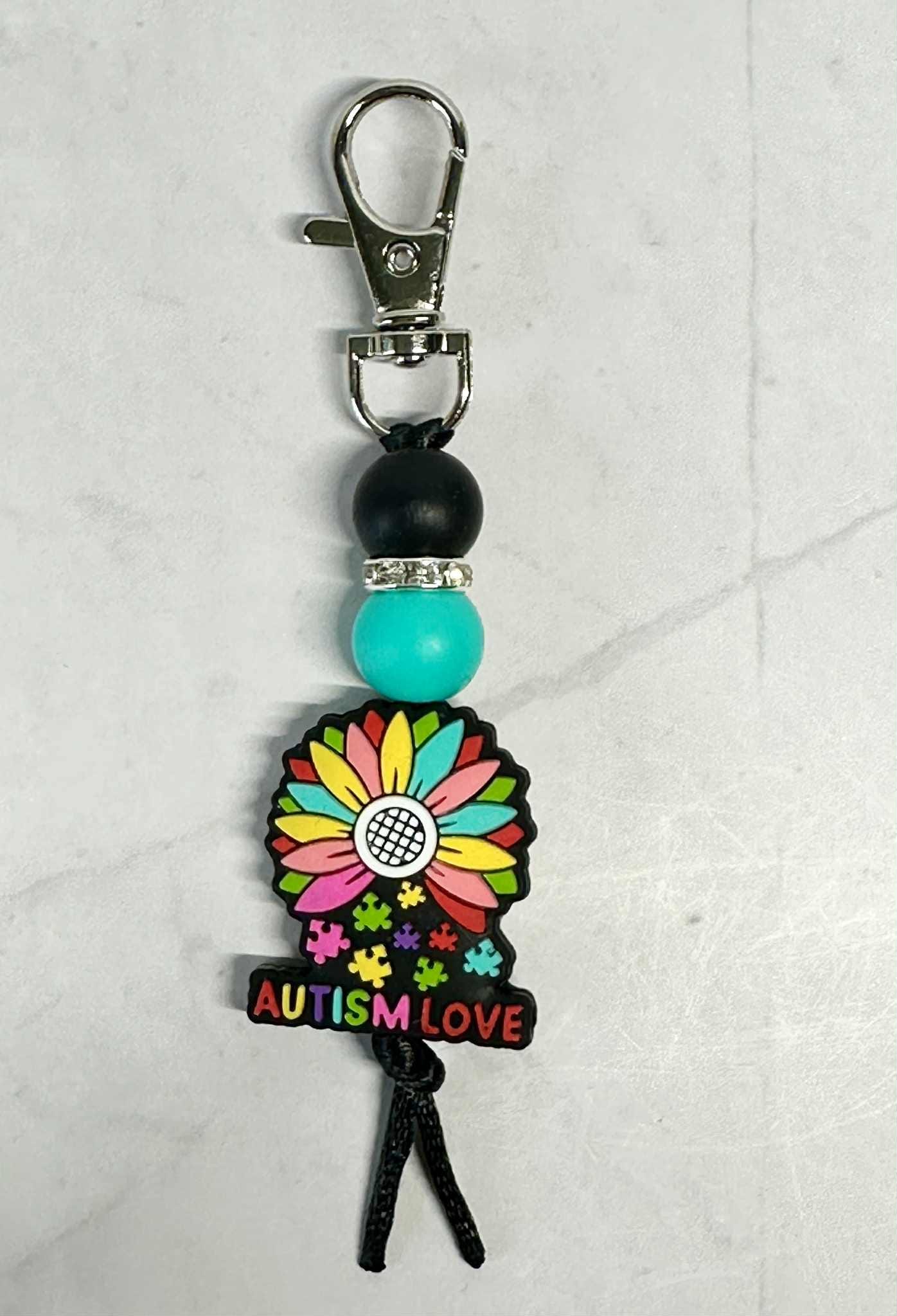 Autism Love Keychain, Silicone Bead Keychain, Zipper Pull