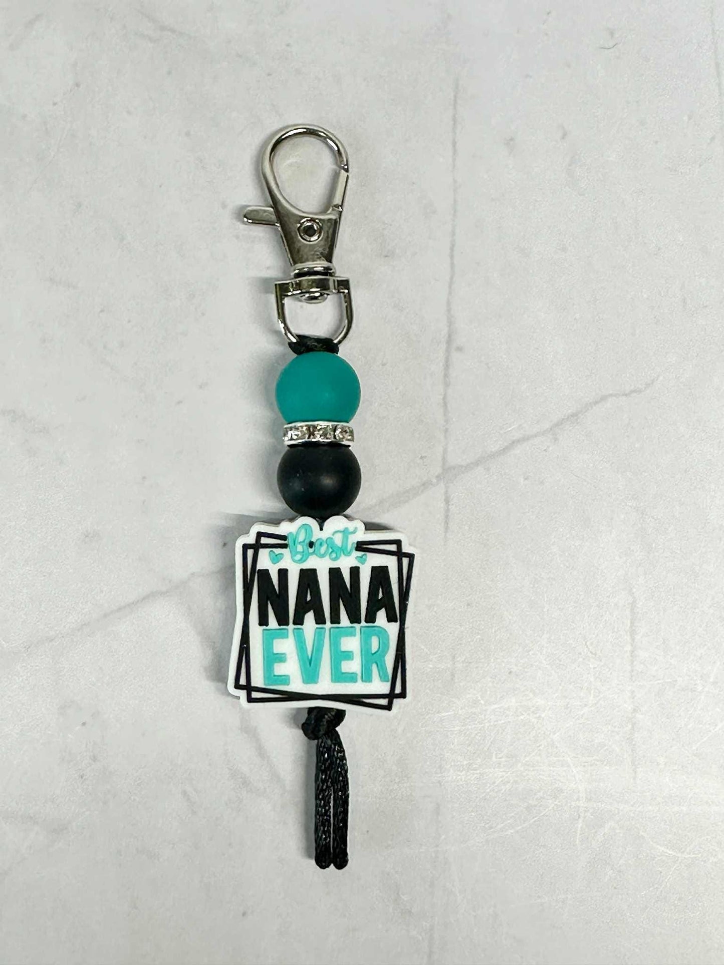 Best Nana Ever Keychain, Silicone Bead Keychain, Zipper Pull