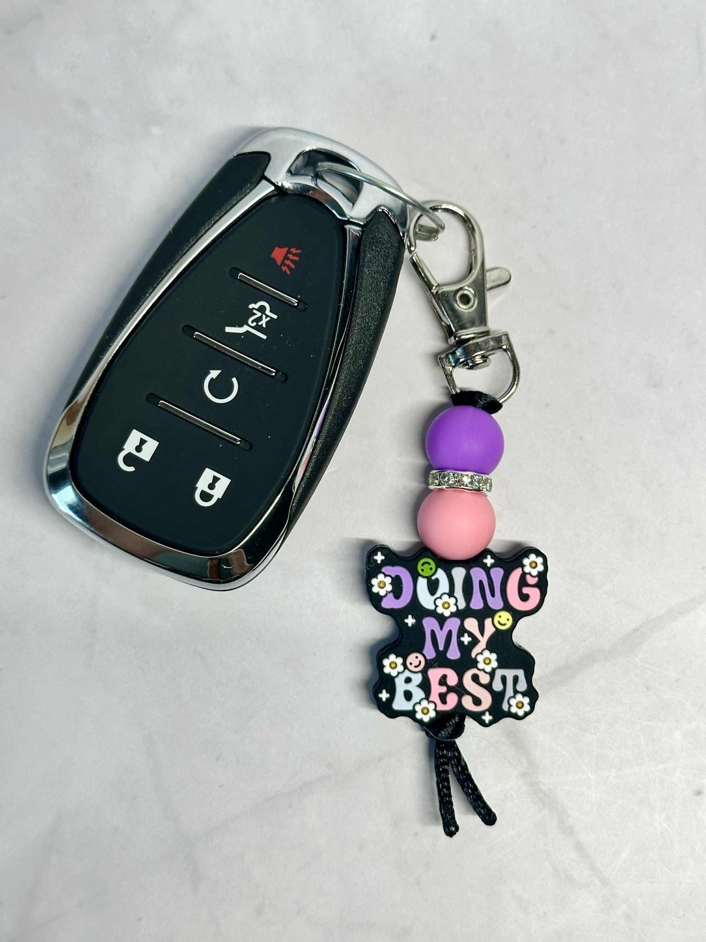 Pastel Doing My Best Keychain, Silicone Bead Keychain, Zipper Pull