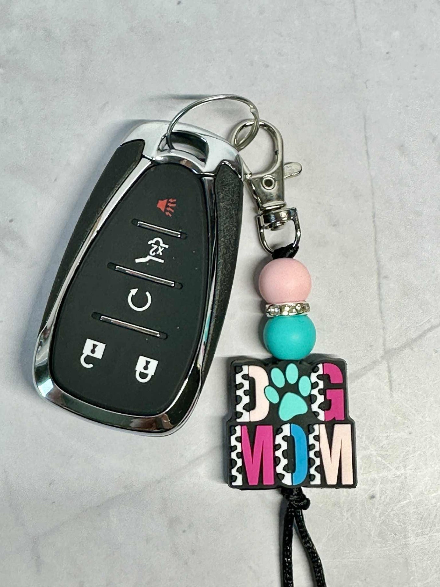 Dog Mom Keychain, Silicone Bead Keychain, Zipper Pull
