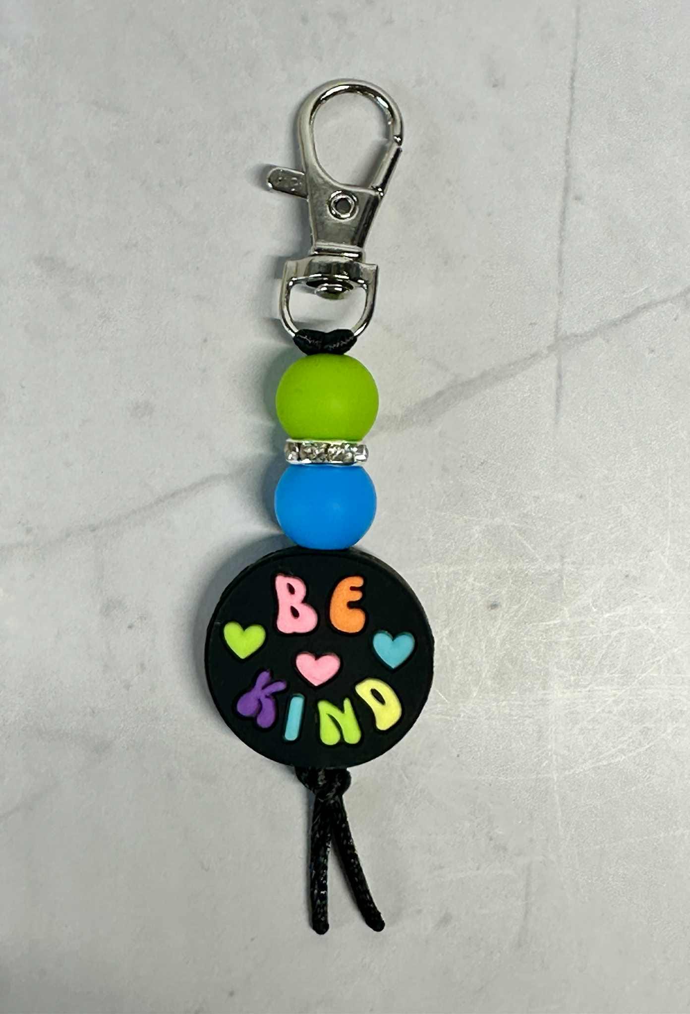 Colorful Be Kind Keychain, Silicone Bead Keychain, Zipper Pull