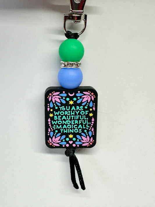 You Are.. Motivational Keychain, Silicone Bead Keychain, Zipper Pull