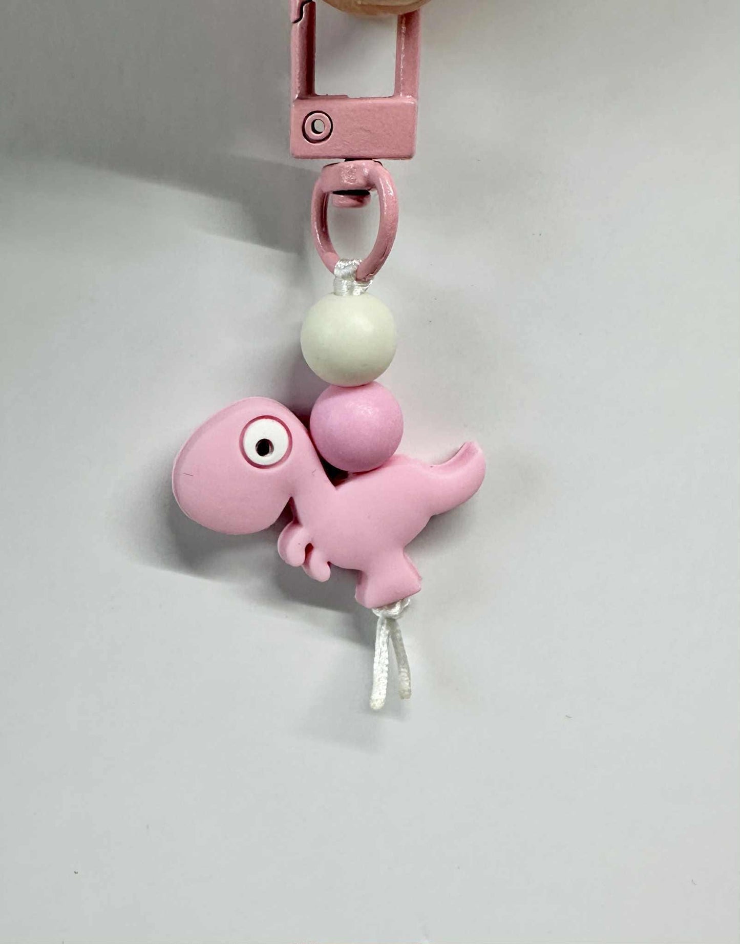 Cute Dinosaur Keychain, Silicone Bead Keychain, Zipper Pull