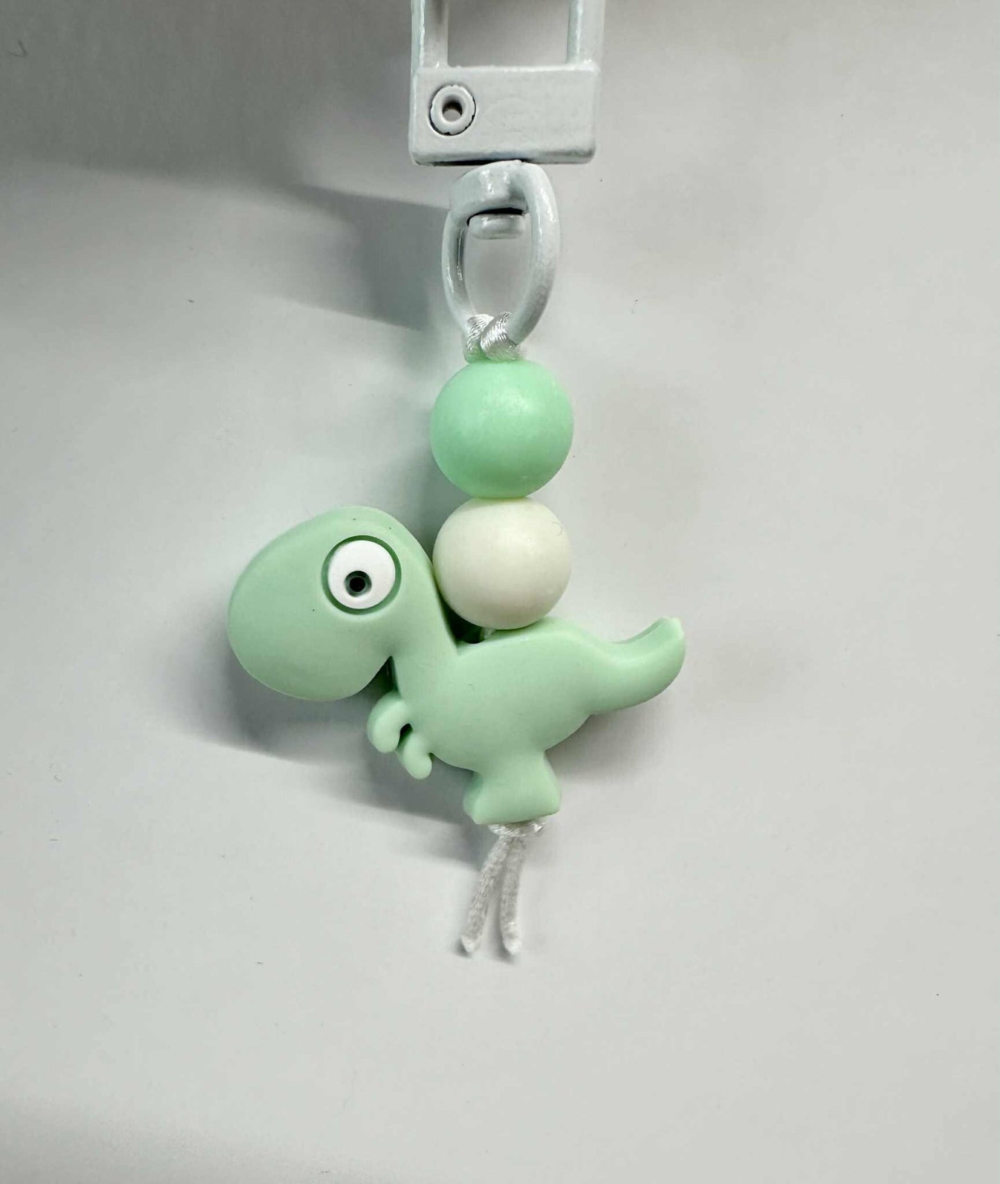 Cute Dinosaur Keychain, Silicone Bead Keychain, Zipper Pull