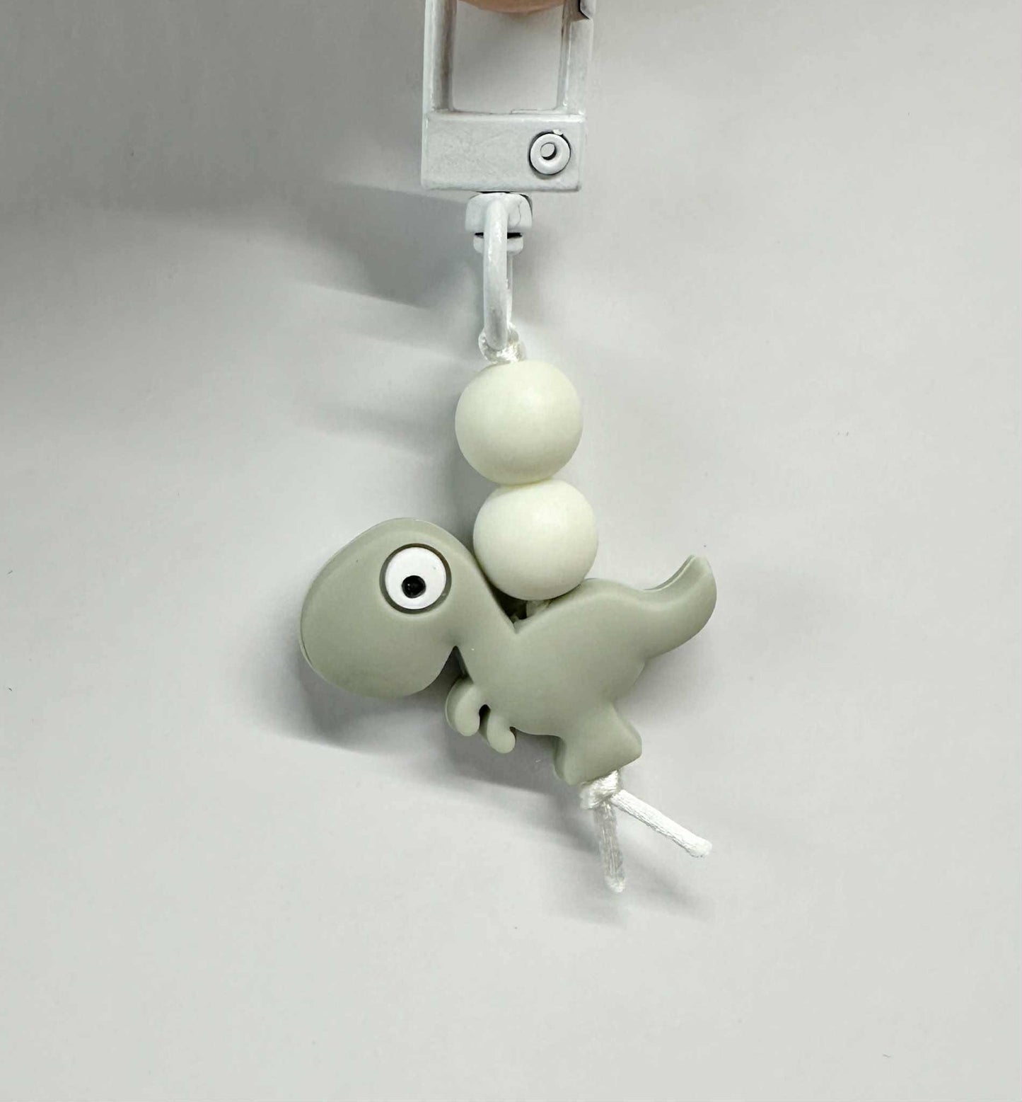 Cute Dinosaur Keychain, Silicone Bead Keychain, Zipper Pull