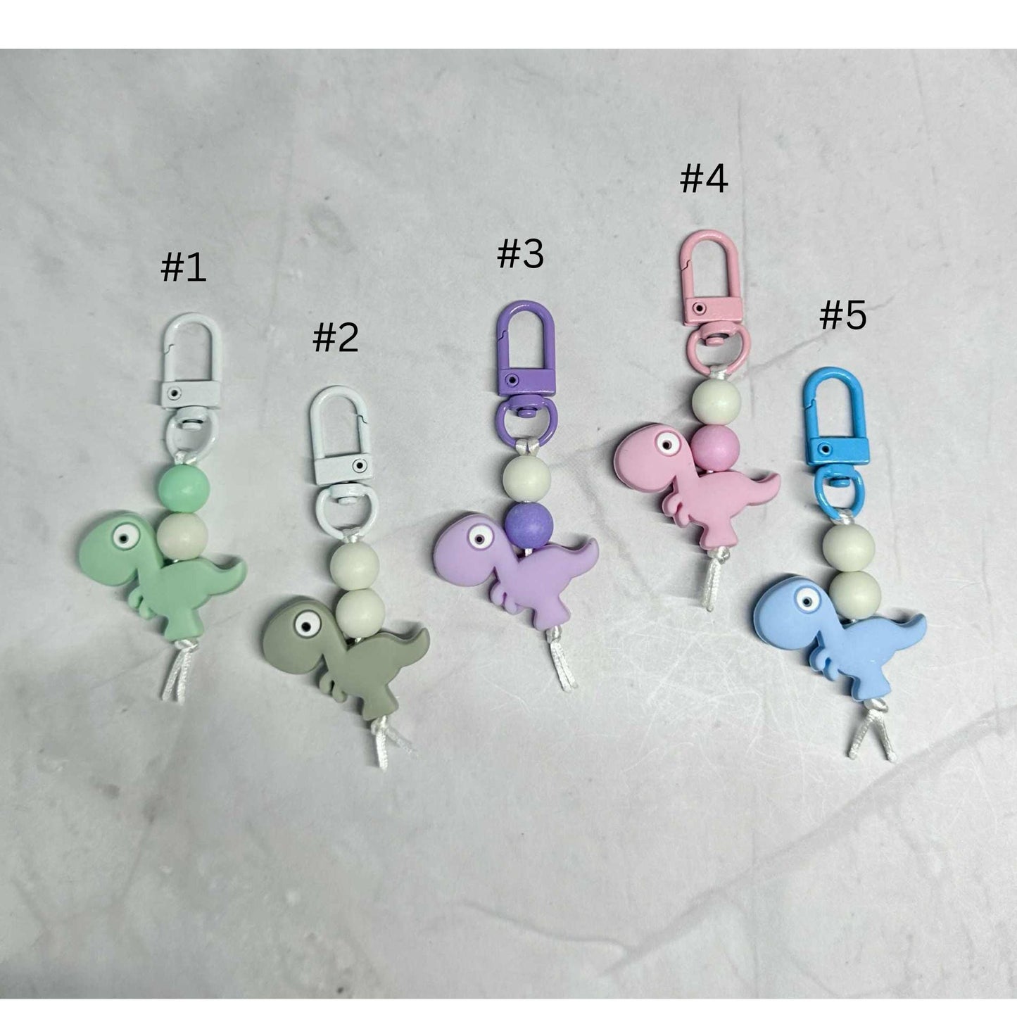 Cute Dinosaur Keychain, Silicone Bead Keychain, Zipper Pull