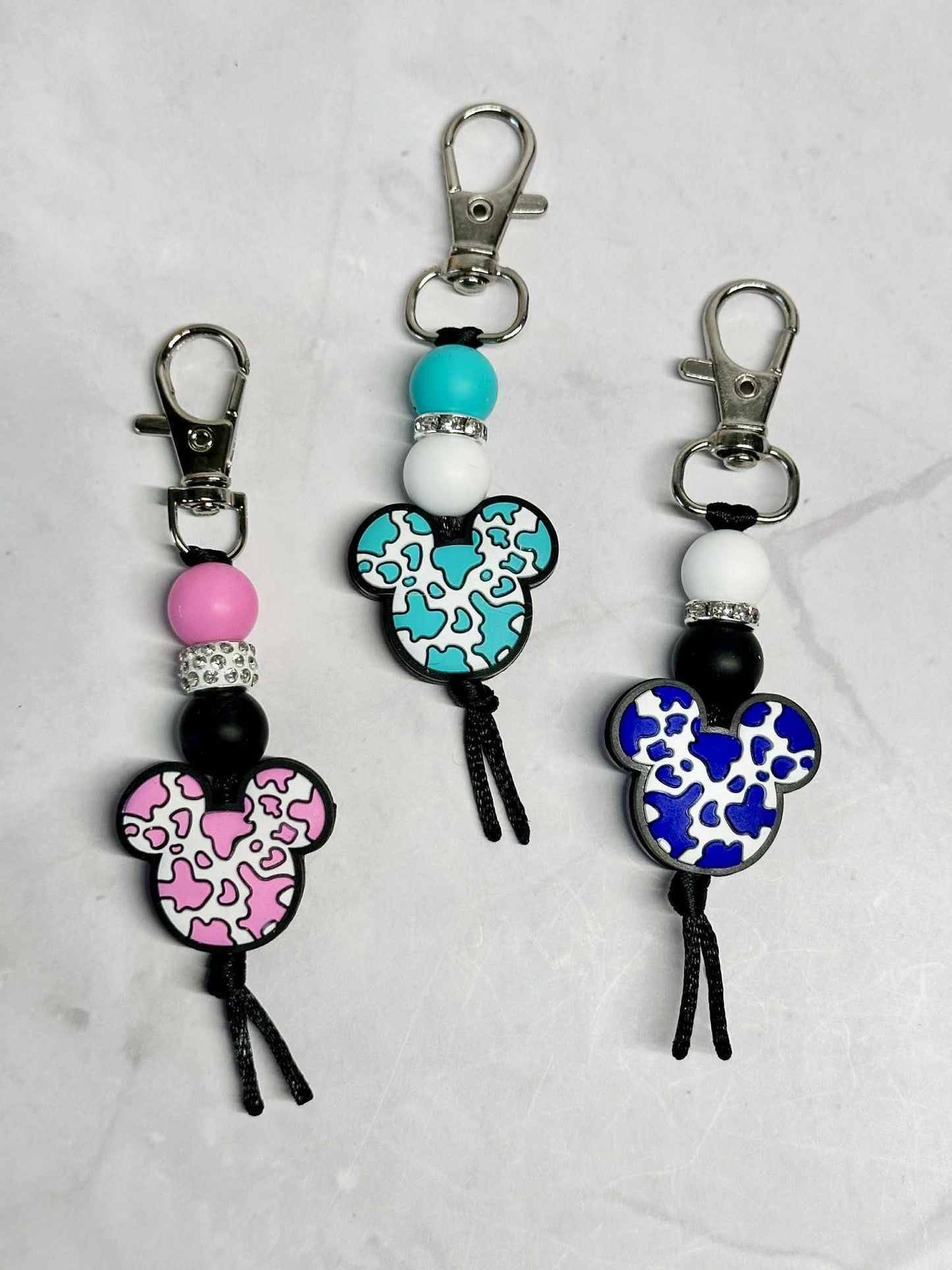 Cute Cartoon Ears Keychain, Silicone Bead Keychain, Zipper Pull
