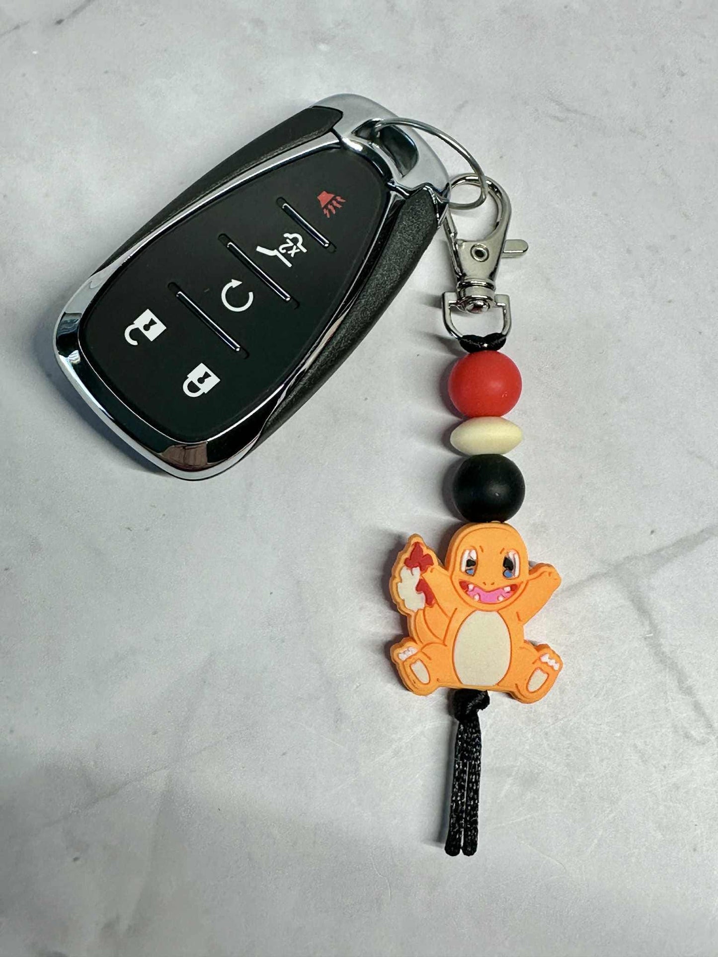 Orange Reptile Keychain, Silicone Bead Keychain, Zipper Pull