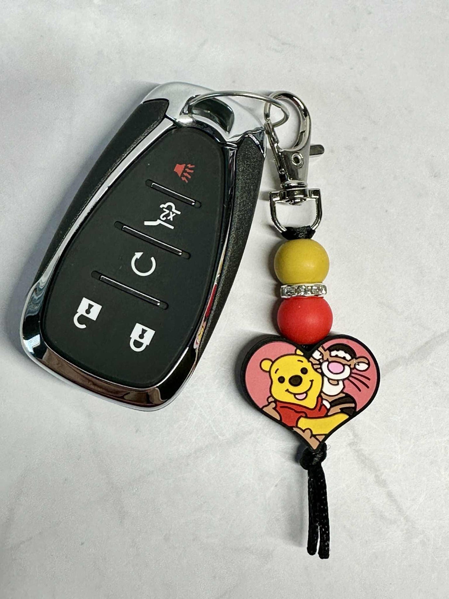 Bear Friends Heart Keychain, Silicone Bead Keychain, Zipper Pull
