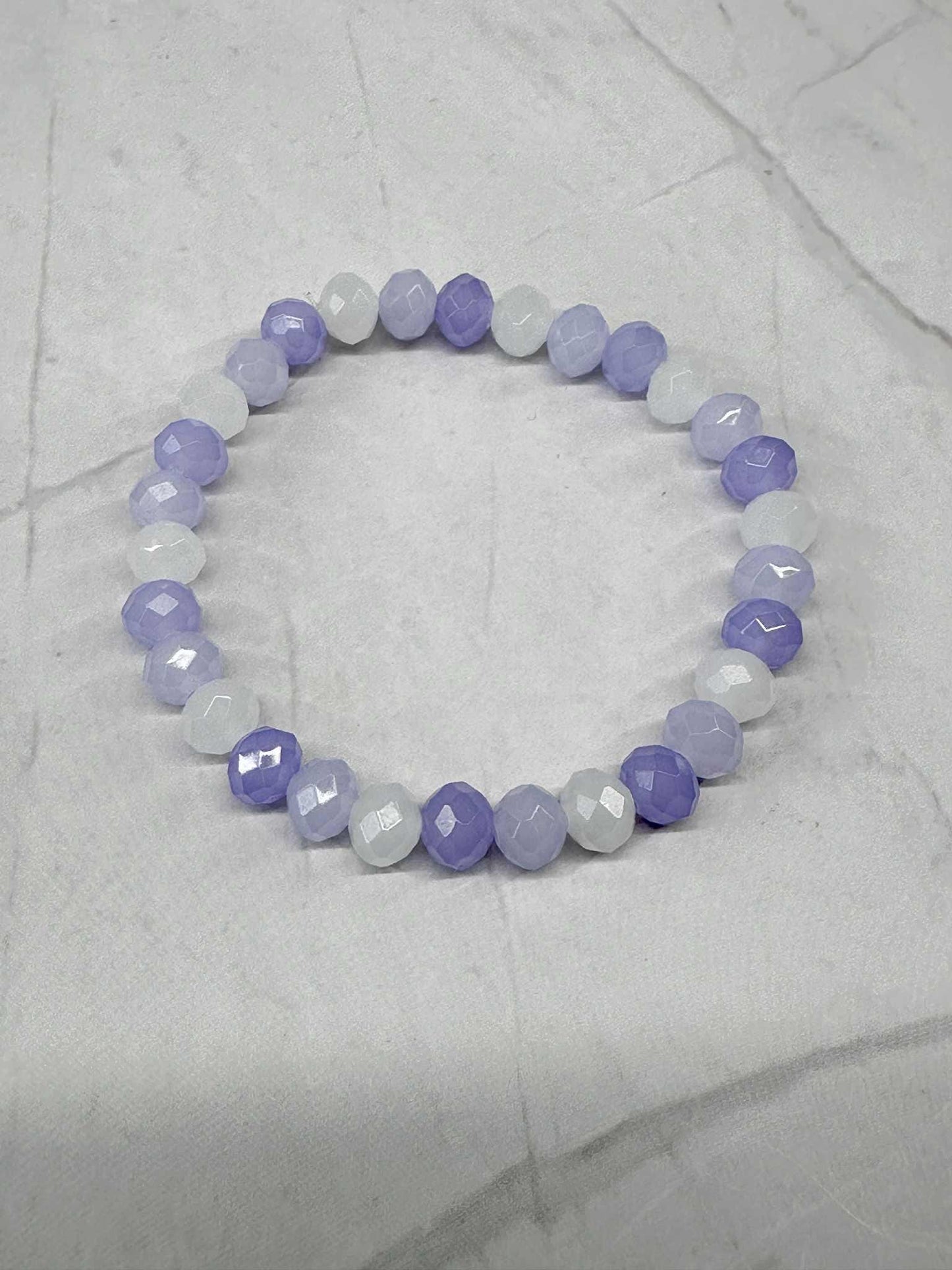 Single Strand Purple Glass Beaded Stretch Bracelet