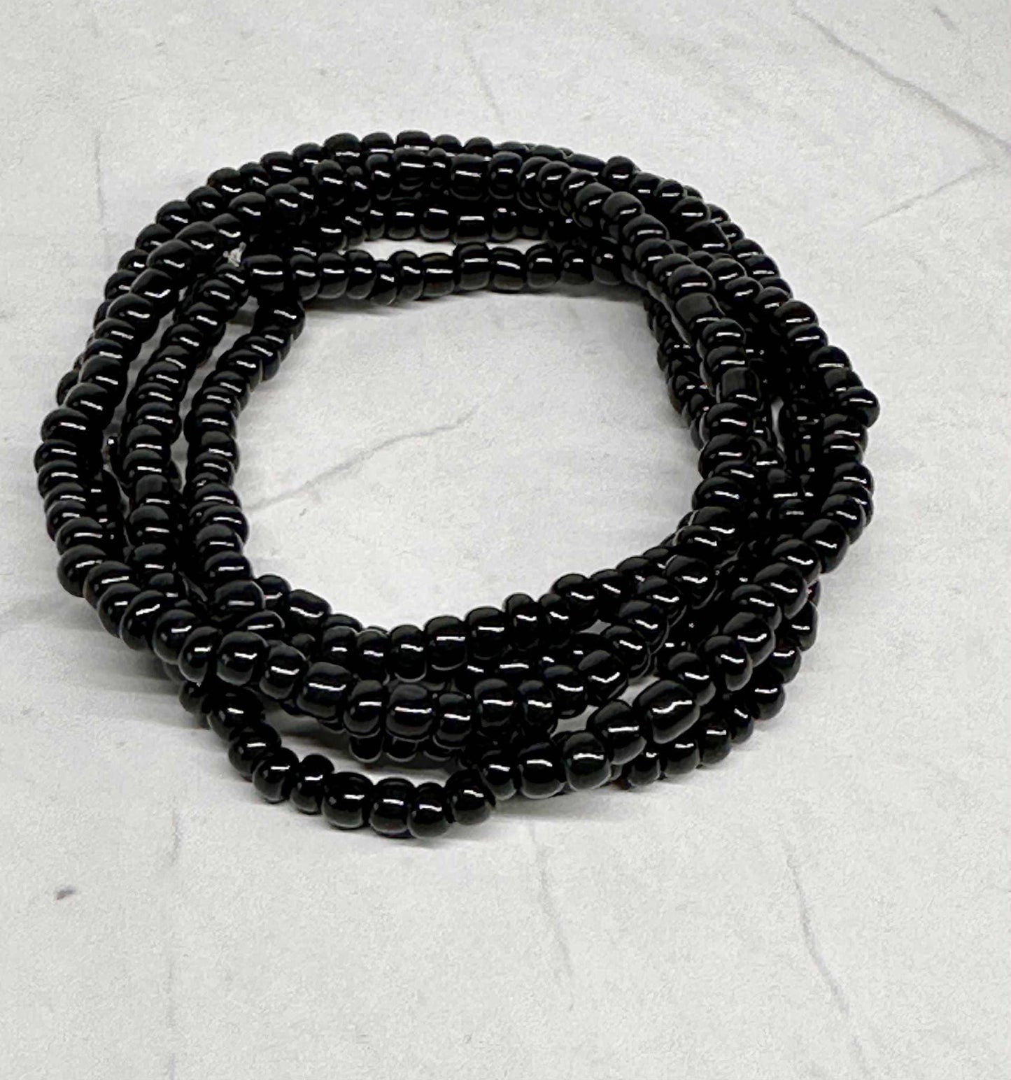 Single Strand Black Seed Bead Stretch Bracelet